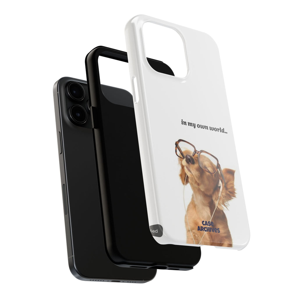 "In My Own World" Cute Dog Design, Durable Protective iPhone Case