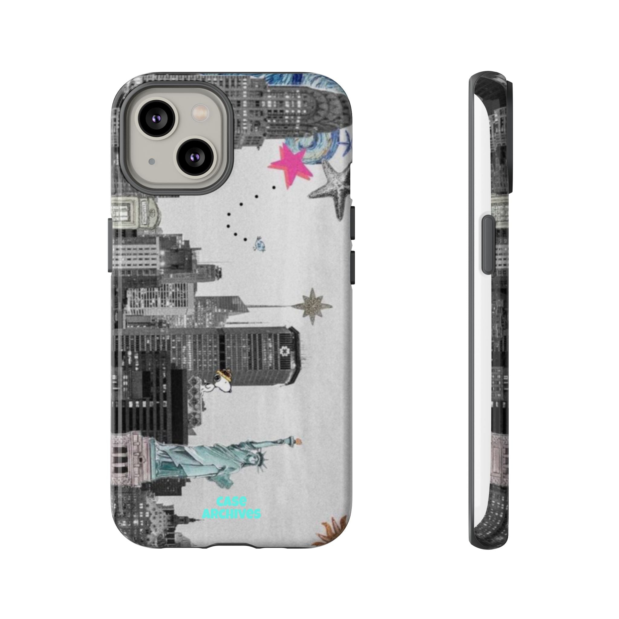 City Skyline Tough Phone Case – Statue of Liberty Urban Art Protective Cover