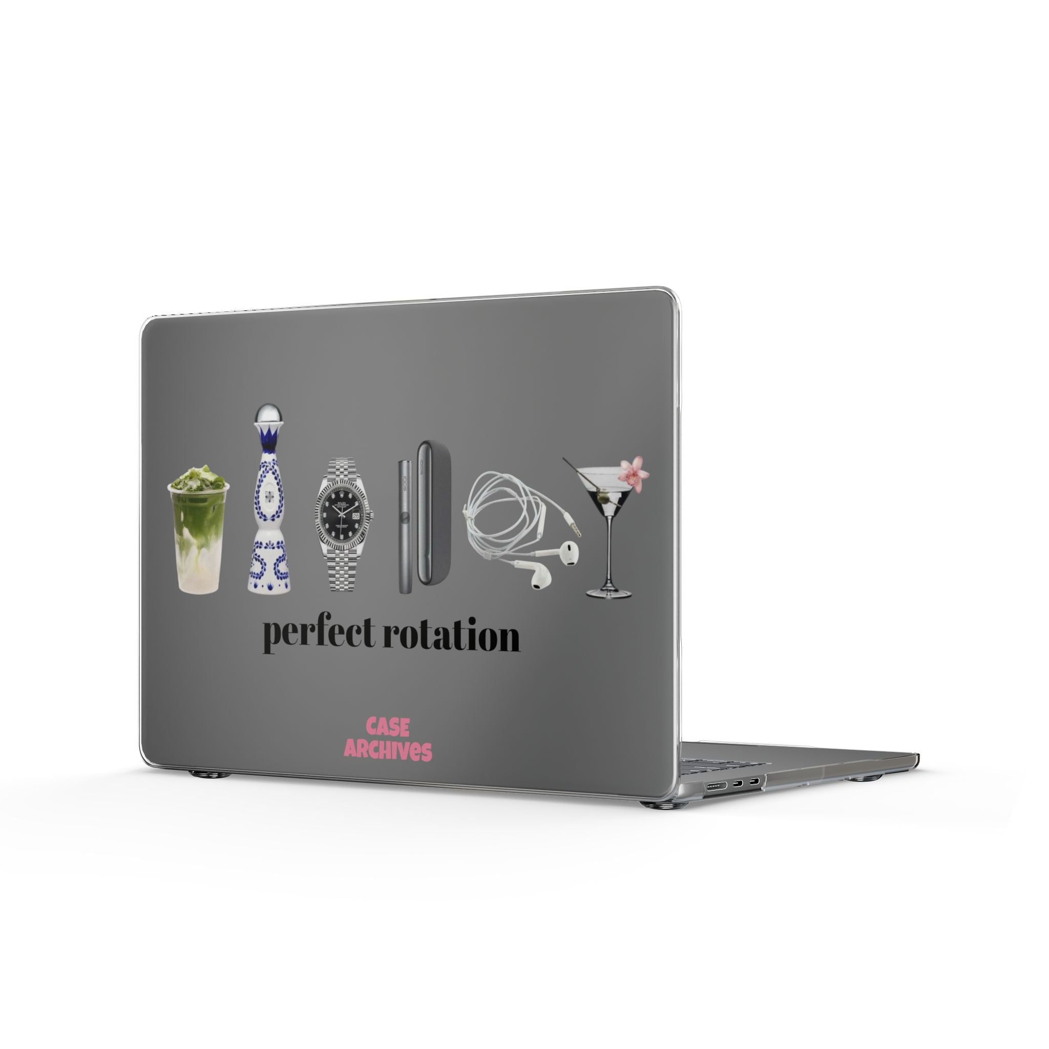 Clear MacBook Case — "Perfect Rotation" Cocktail & Accessories Design