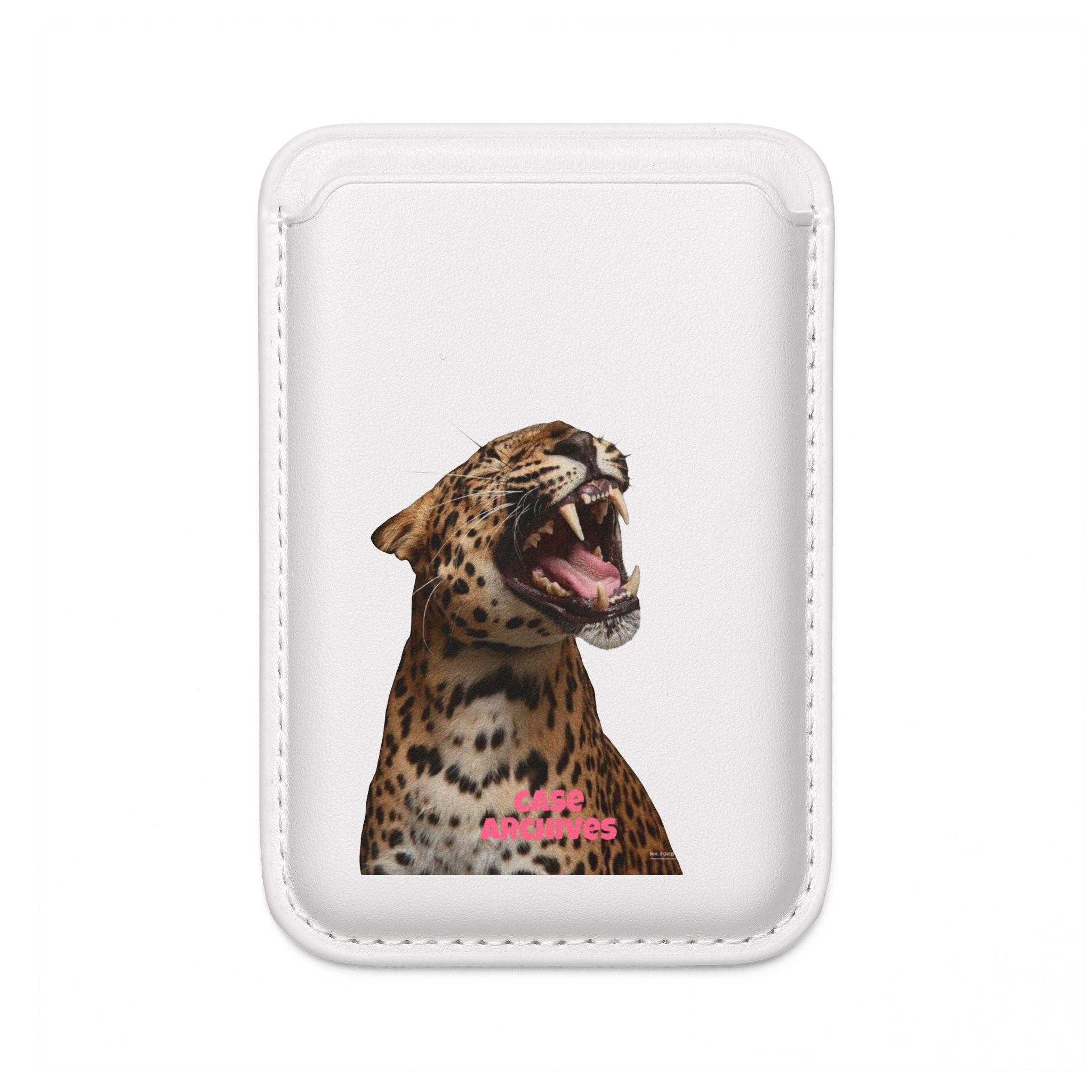 Roaring Leopard Vegan MagSafe Wallet — Slim Card Holder with Bold Animal Print