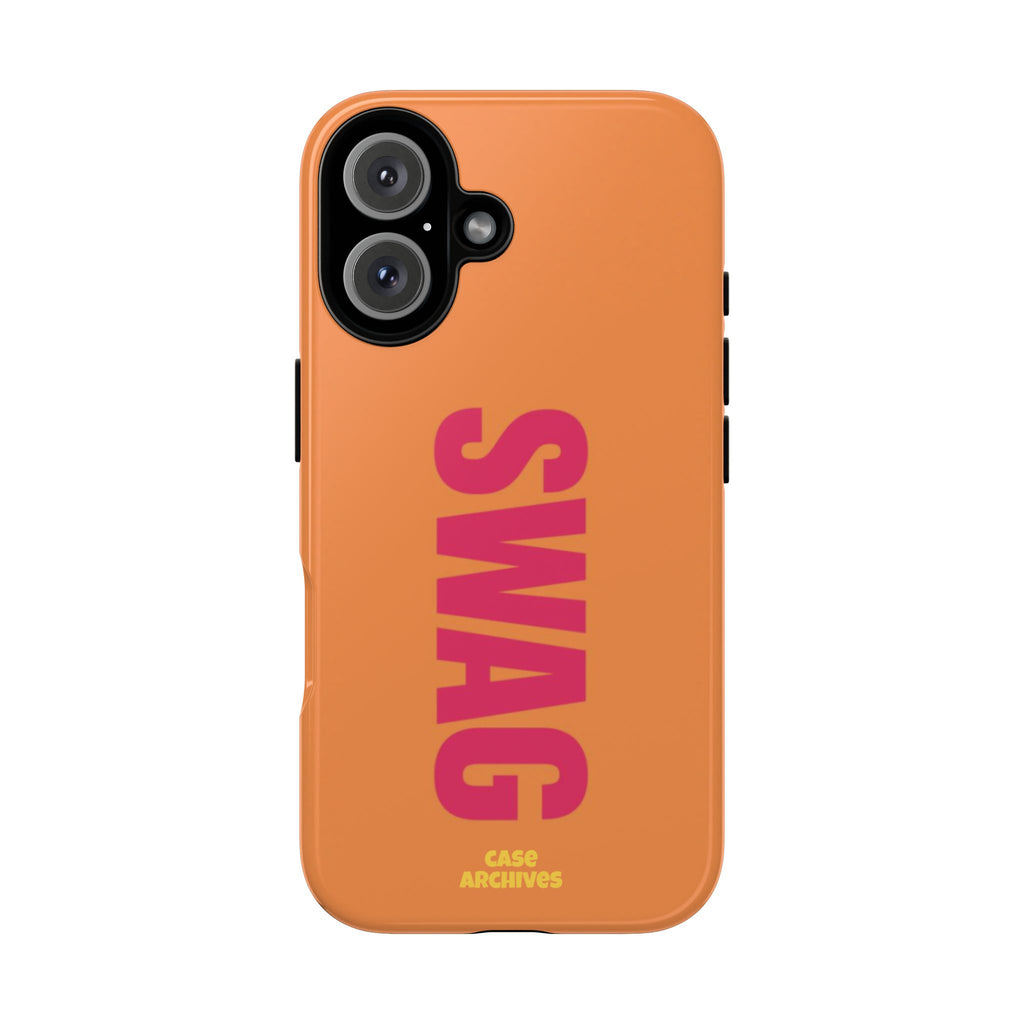 SWAG vertical text Tough Case | orange phone case, bold typography