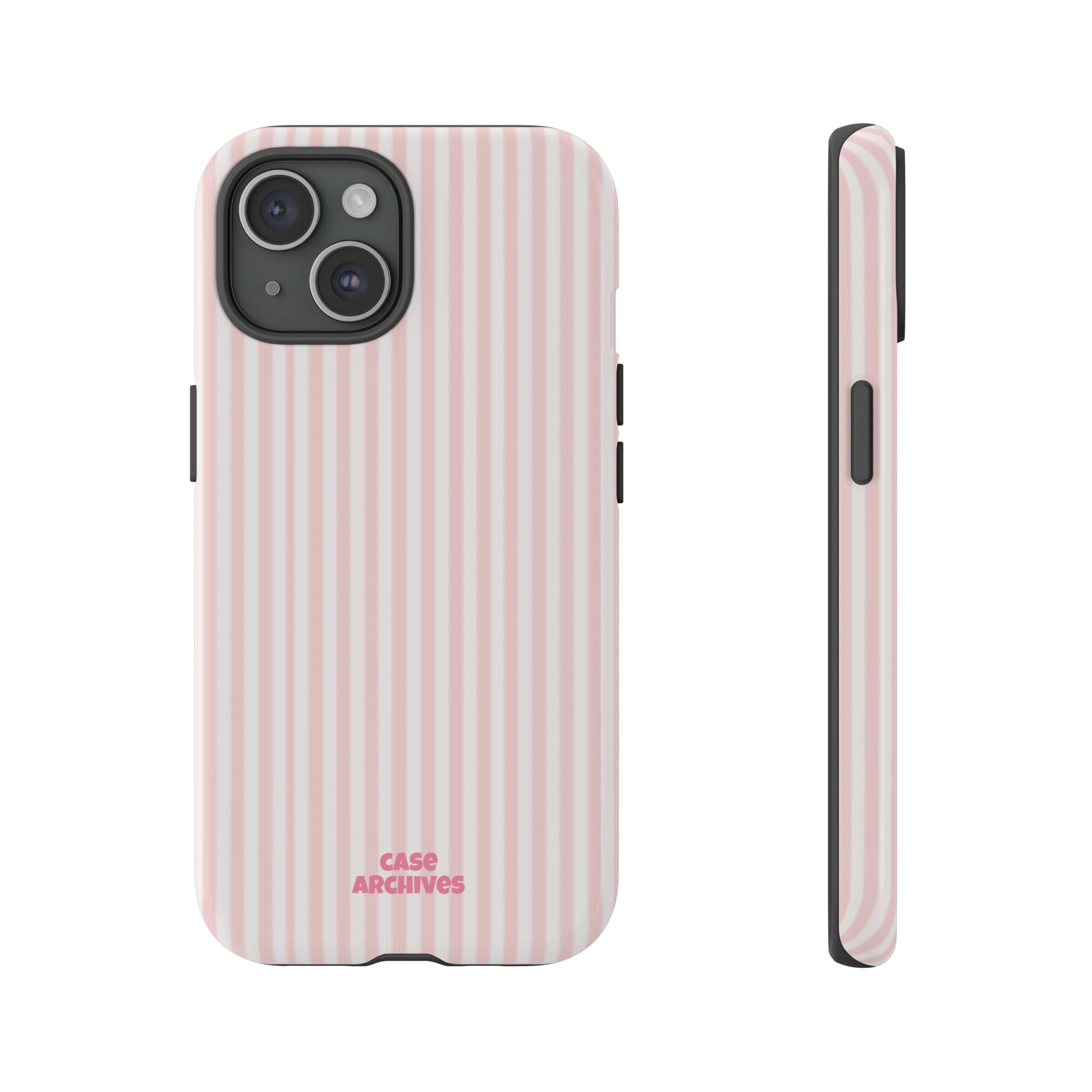 Pink Pastel Stripe Tough Phone Case — Protective iPhone Cover