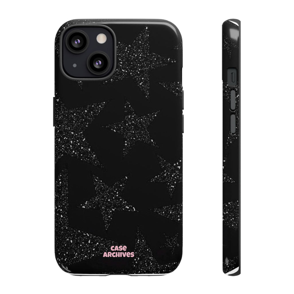 Glitter Star Tough Case — Black Sparkle Phone Protection