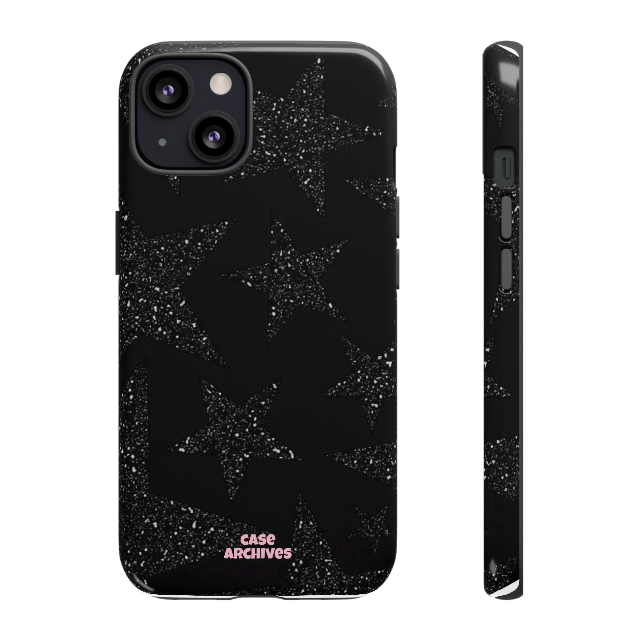 Glitter Star Tough Case — Black Sparkle Phone Protection