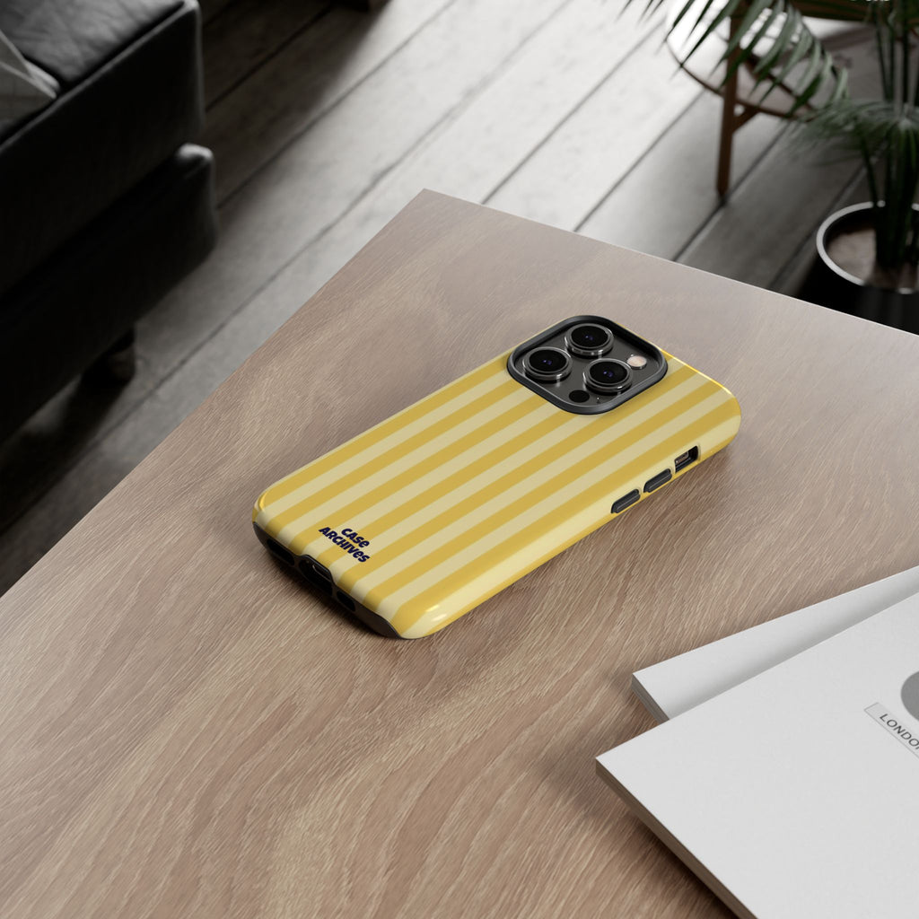 Yellow Striped Tough Phone Case – Durable Protective Cover (Case Archives)