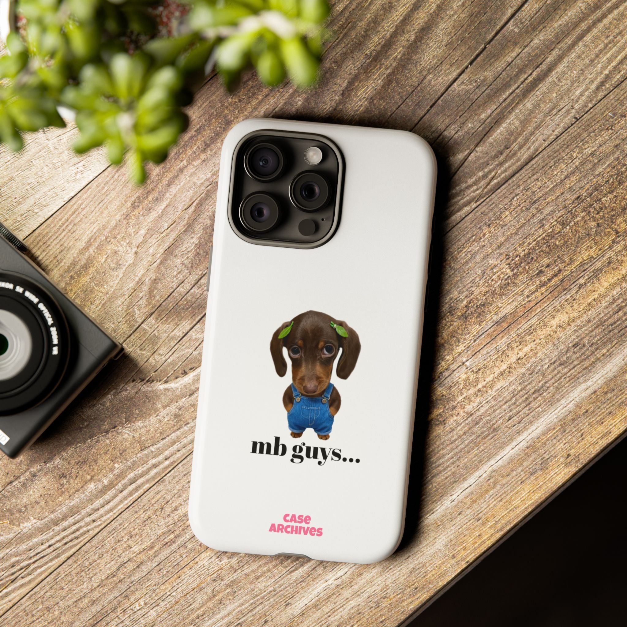Phone Case — Cute Dachshund Puppy Design with 'nb guys...' Text