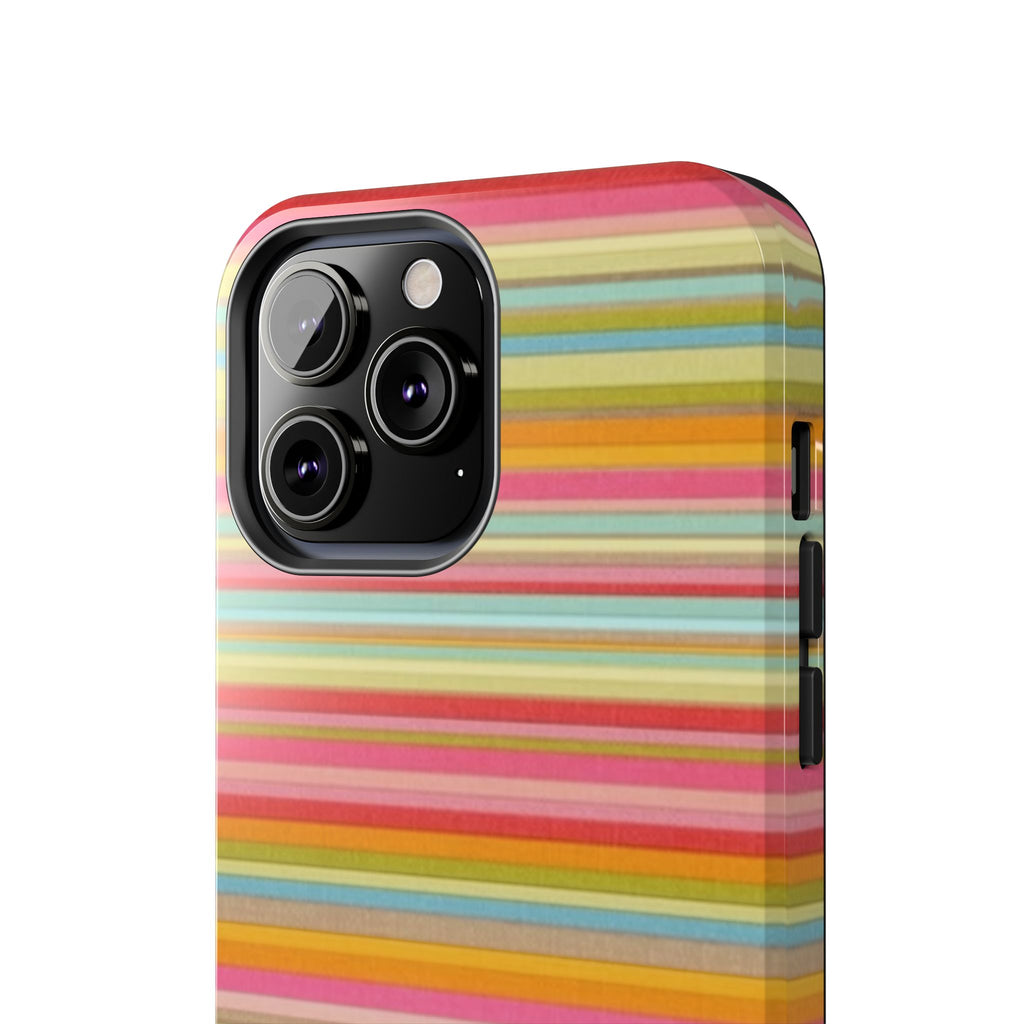 Tough Phone Case — Colorful Retro Striped Protective Cover