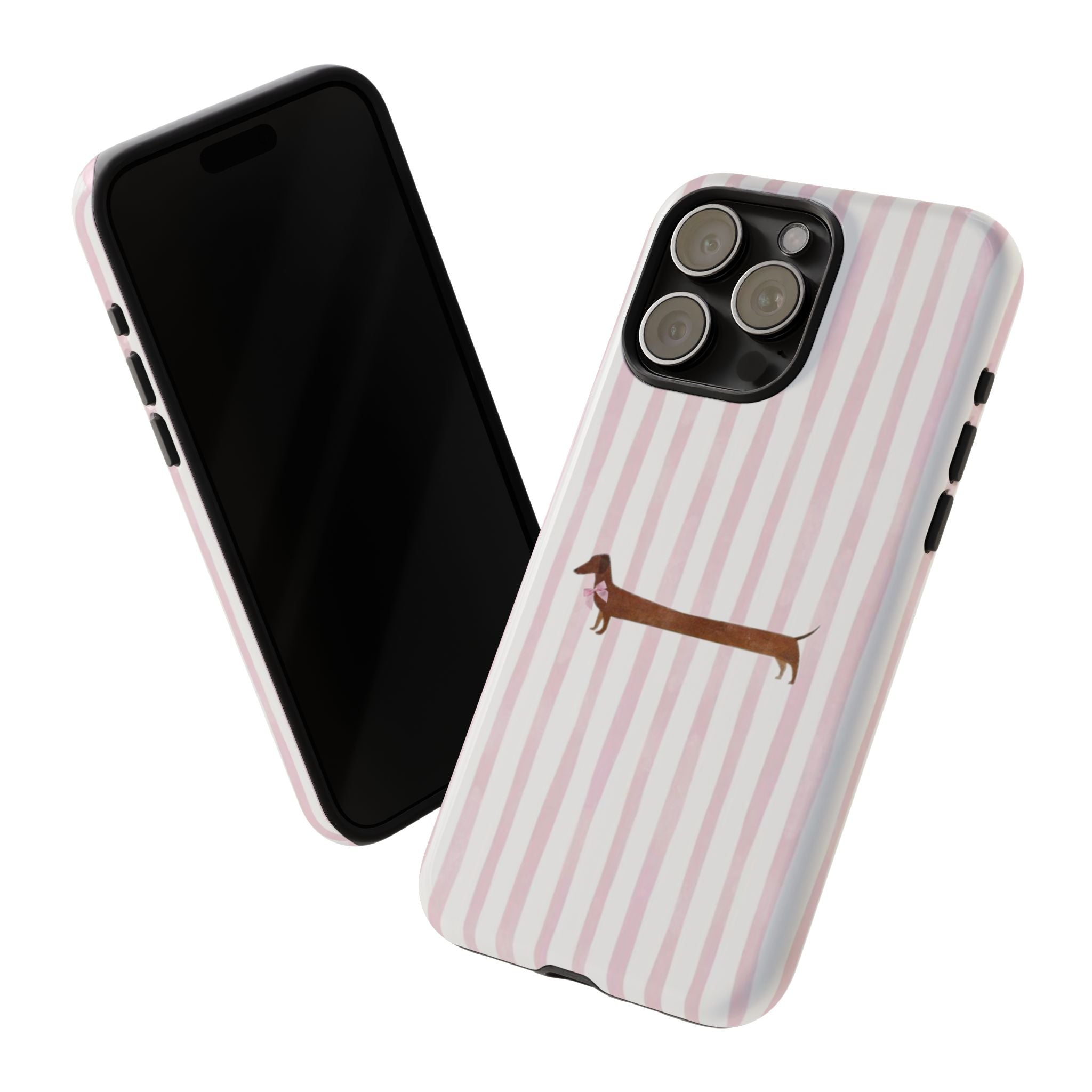 Dachshund Stripe Phone Case — Cute Pink Wiener Dog Protective Case