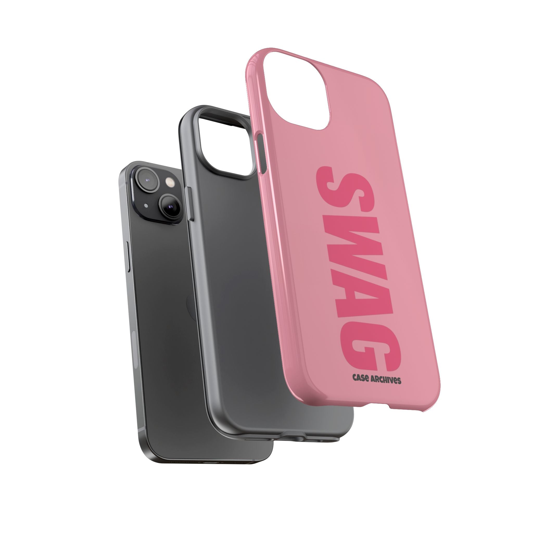 SWAG phone case | Pink protective tough case, bold vertical text