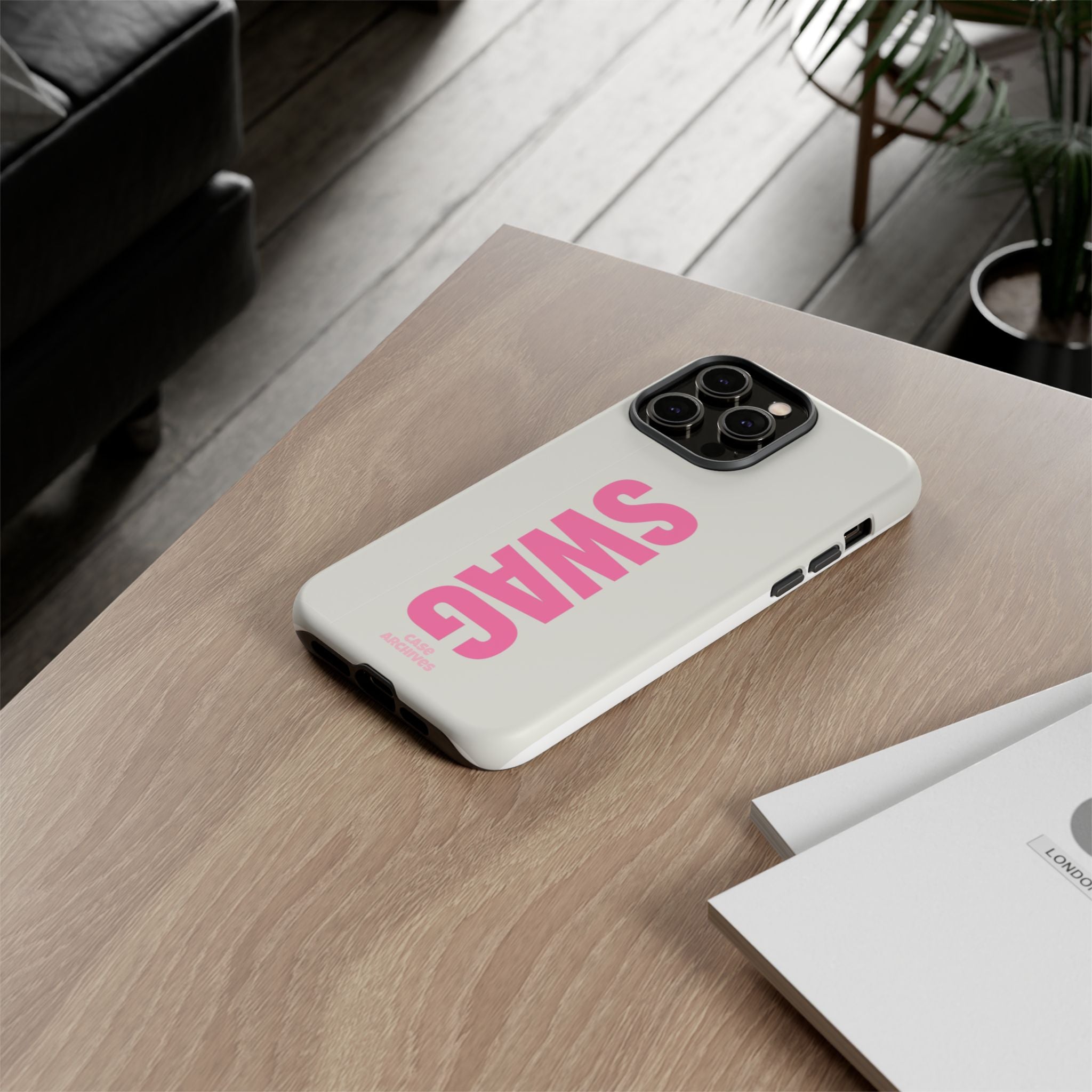 SWAG Phone Case — Bold Pink Vertical Text Tough Case