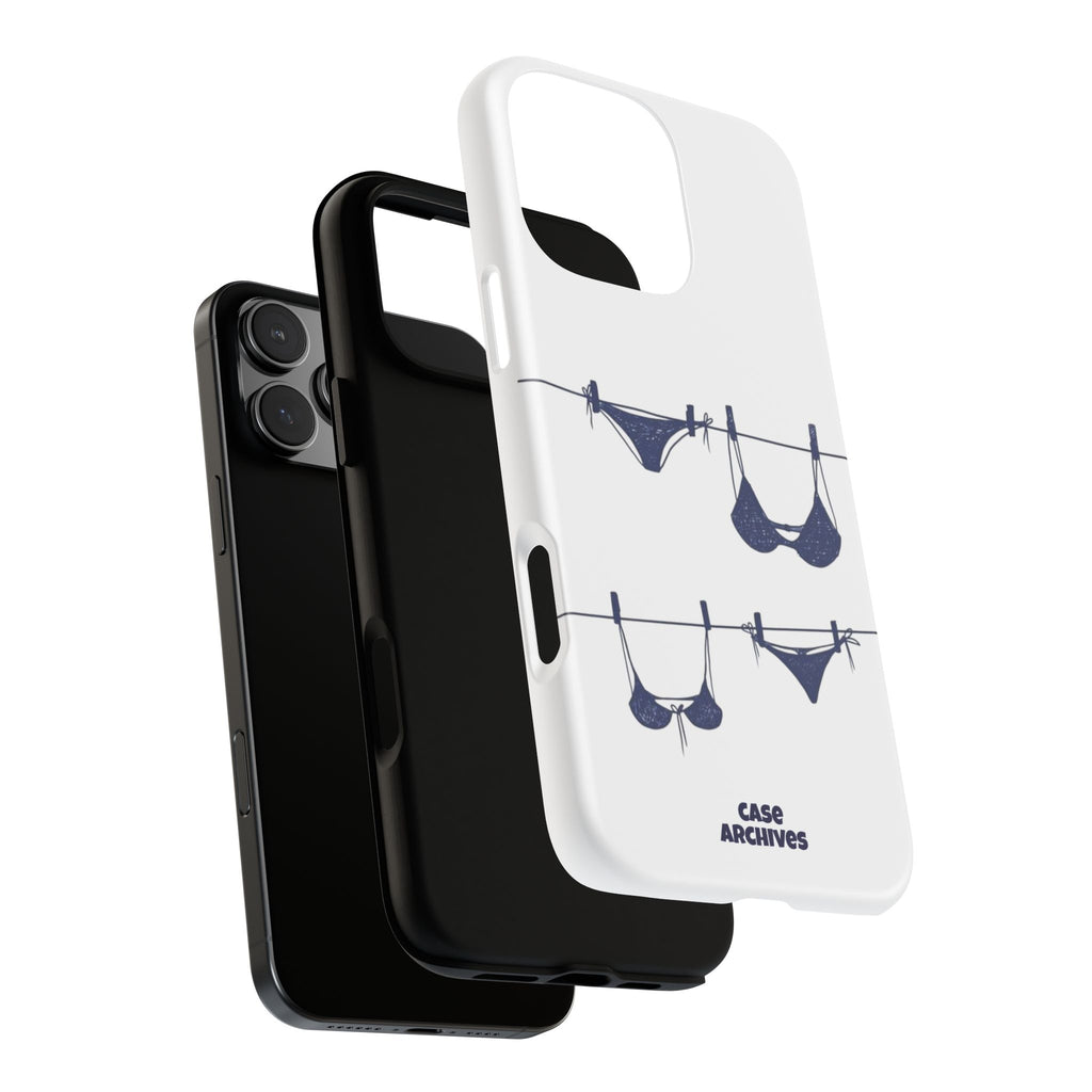 Phone Case — Blue swimsuit Clothesline Illustration Protective Cover