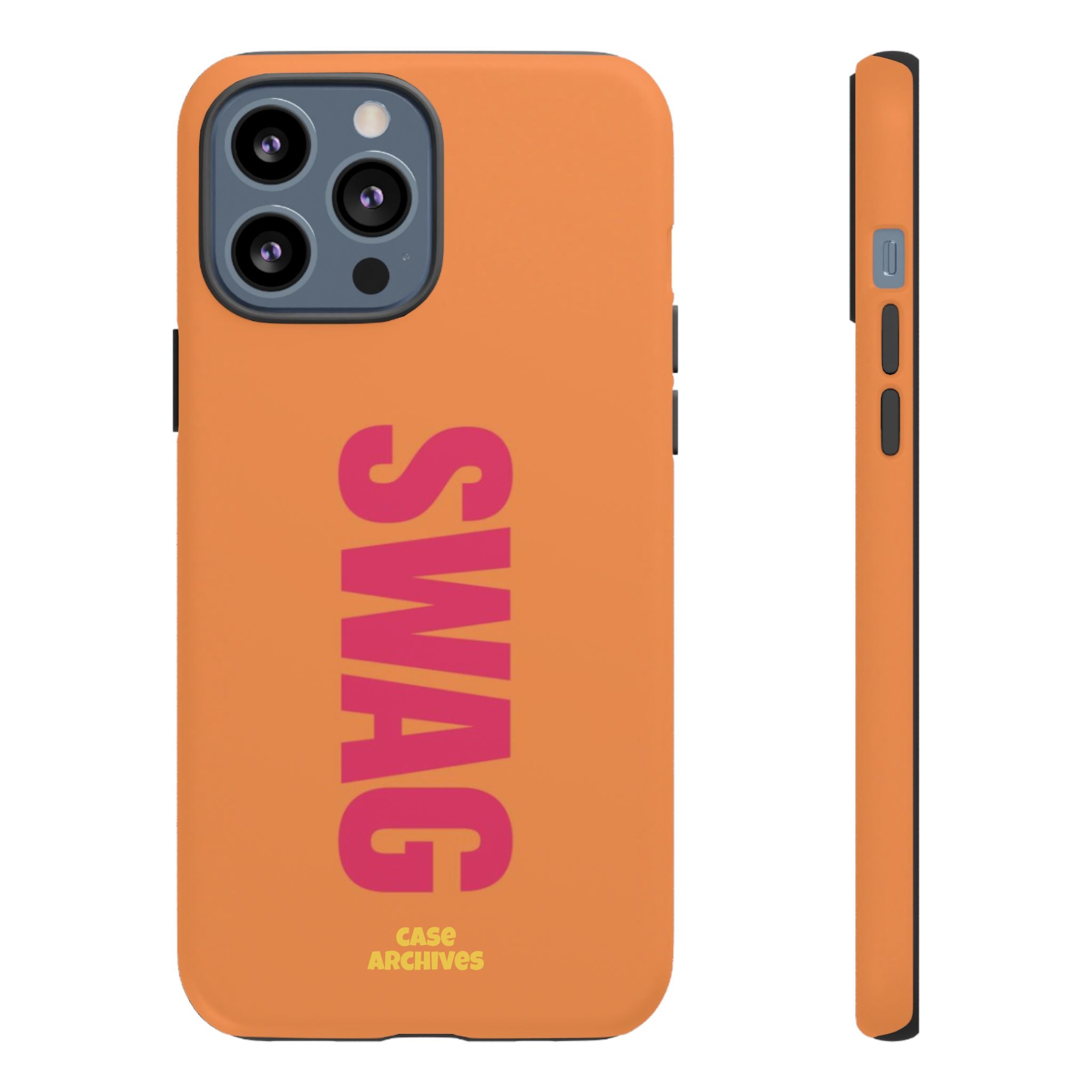 SWAG vertical text Tough Case | orange phone case, bold typography