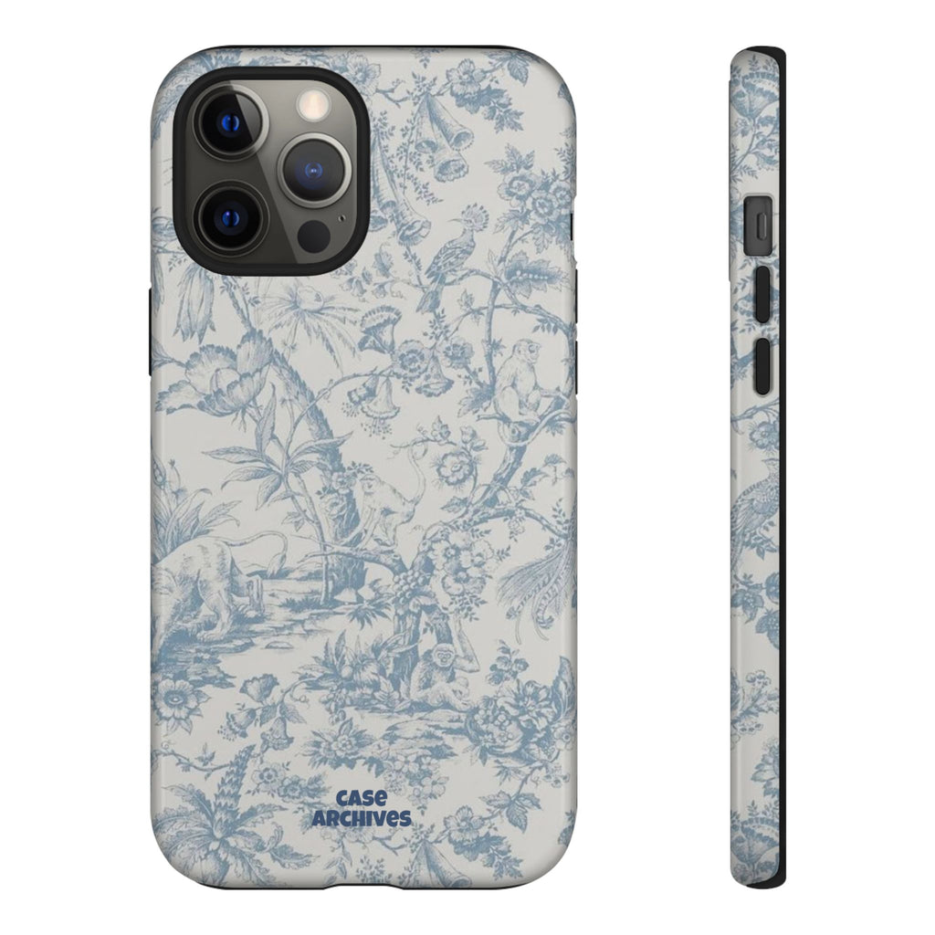 Toile Floral Tough Phone Case — Blue Vintage Botanical iPhone Protection