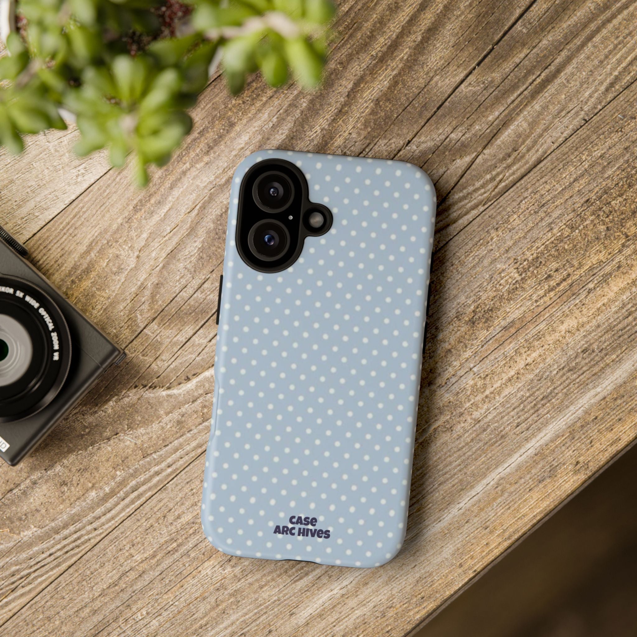 Pastel Blue Polka Dot Tough Phone Case — Protective iPhone Cover