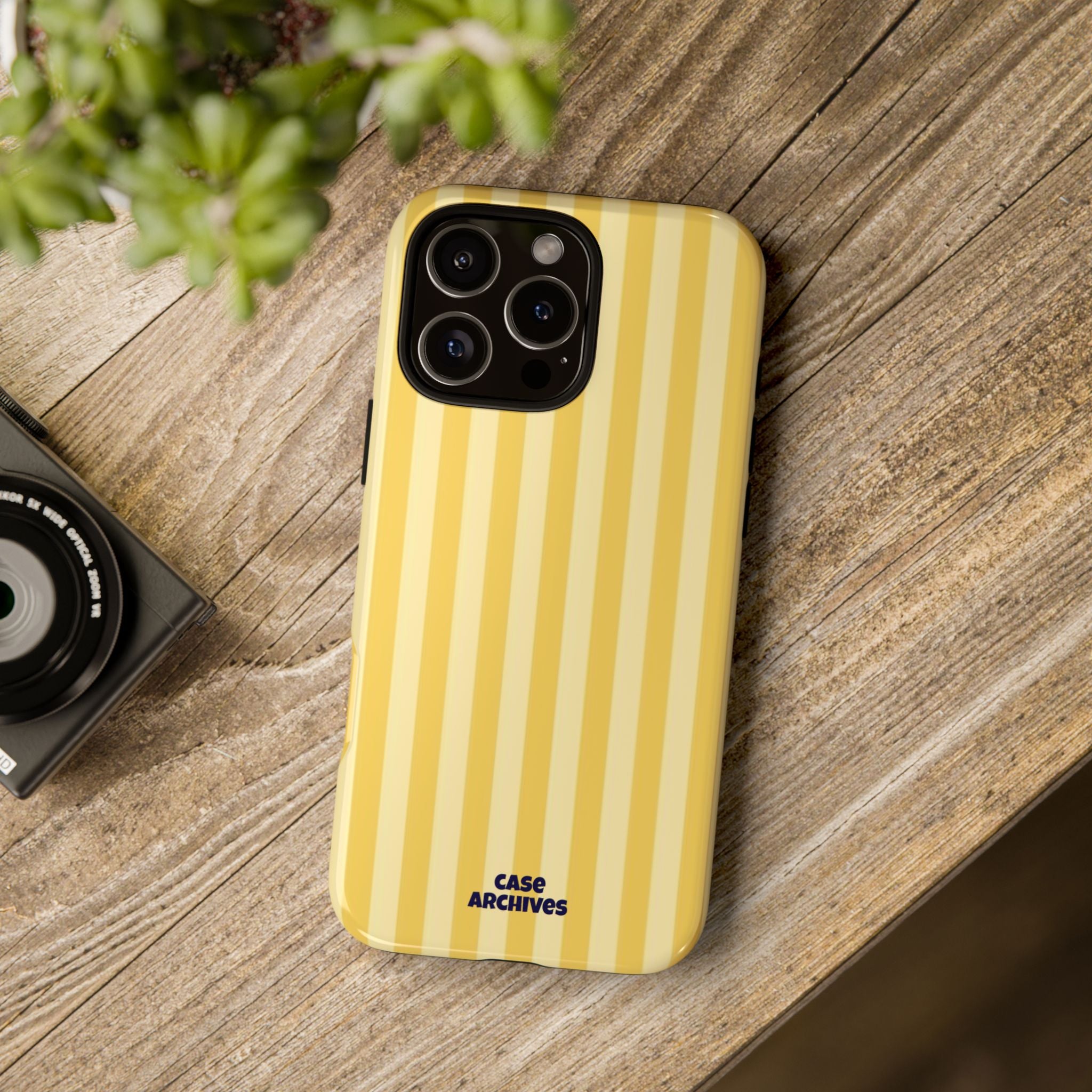 Yellow Striped Tough Phone Case – Durable Protective Cover (Case Archives)