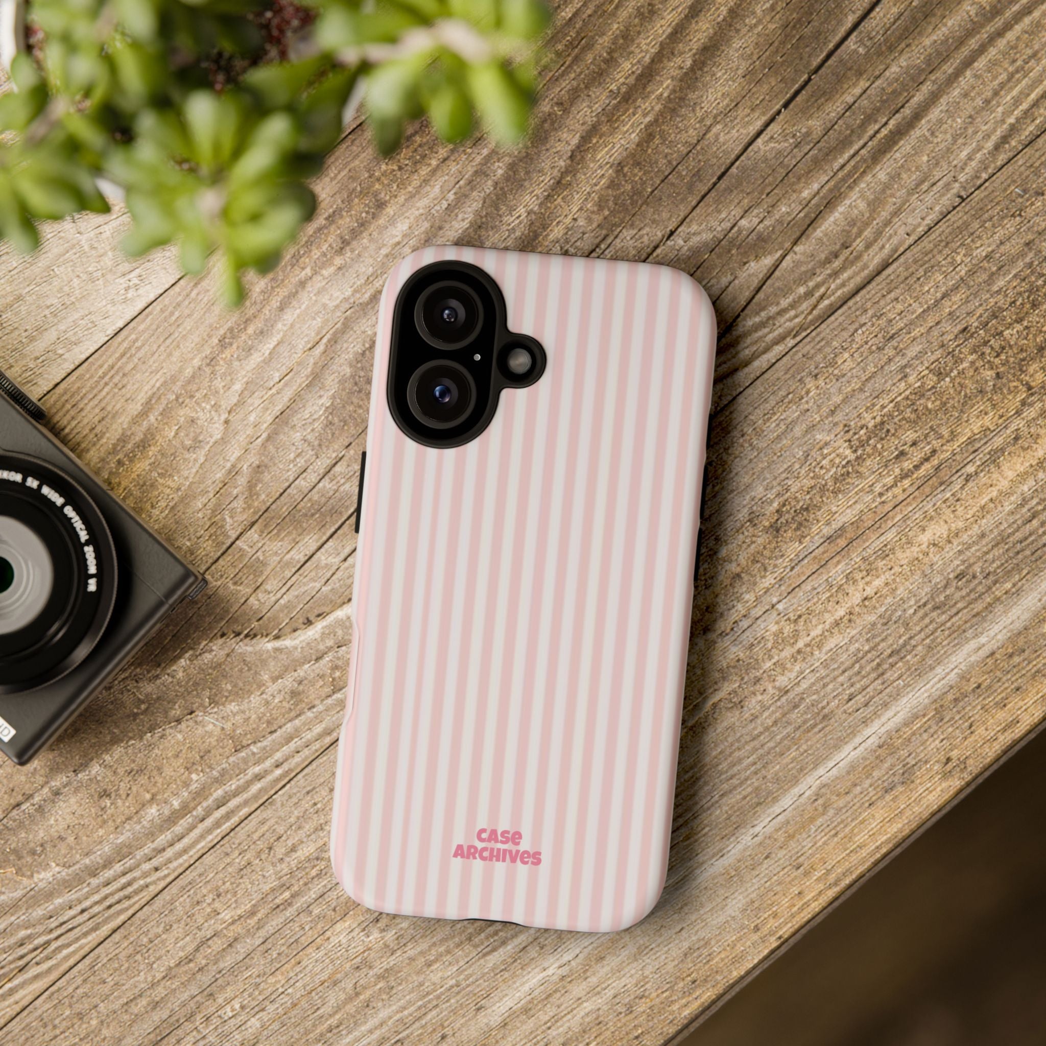 Pink Pastel Stripe Tough Phone Case — Protective iPhone Cover
