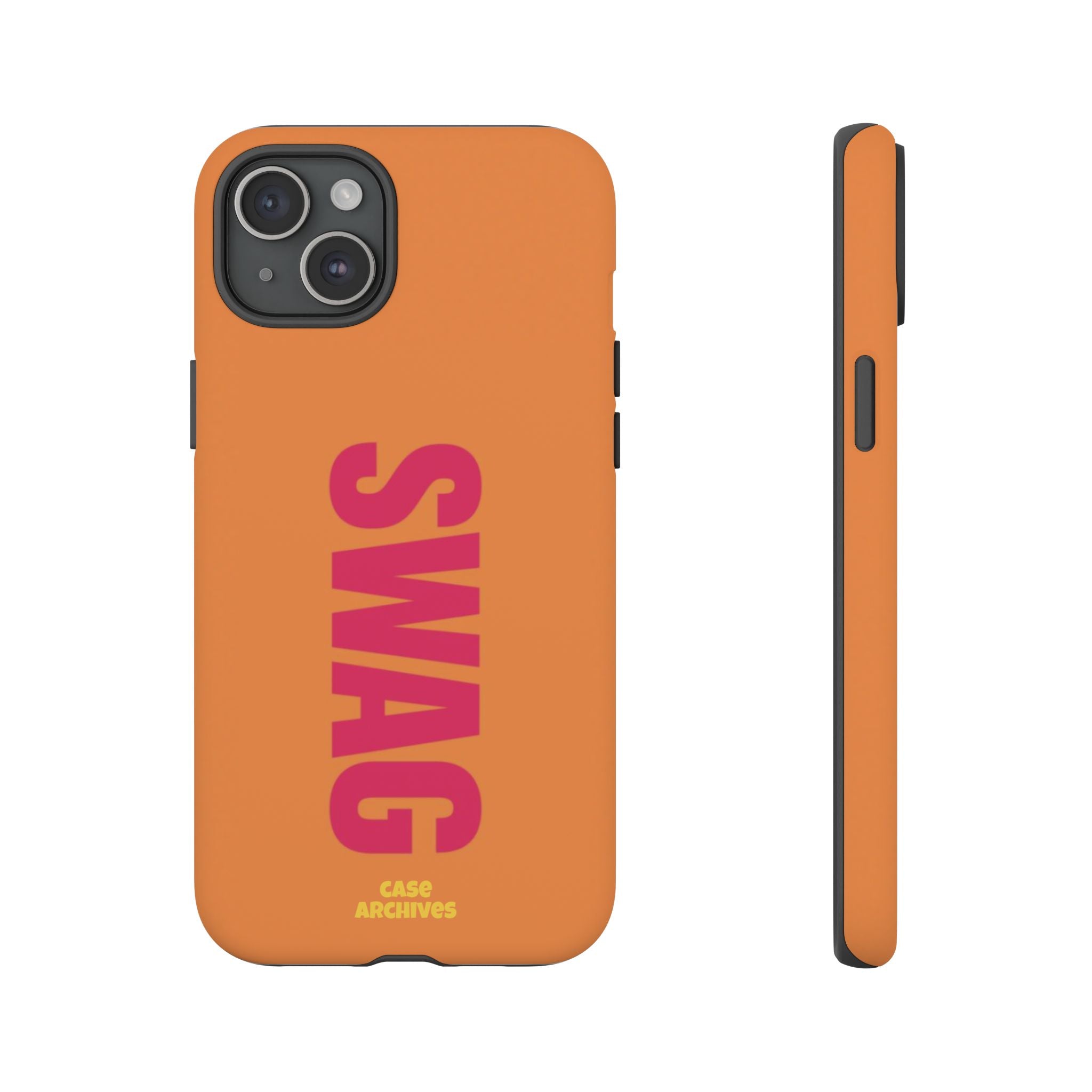 SWAG vertical text Tough Case | orange phone case, bold typography