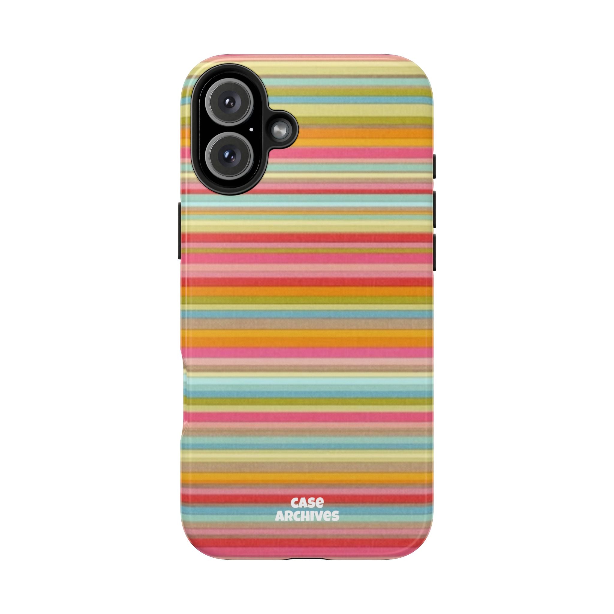Tough Phone Case — Colorful Retro Striped Protective Cover