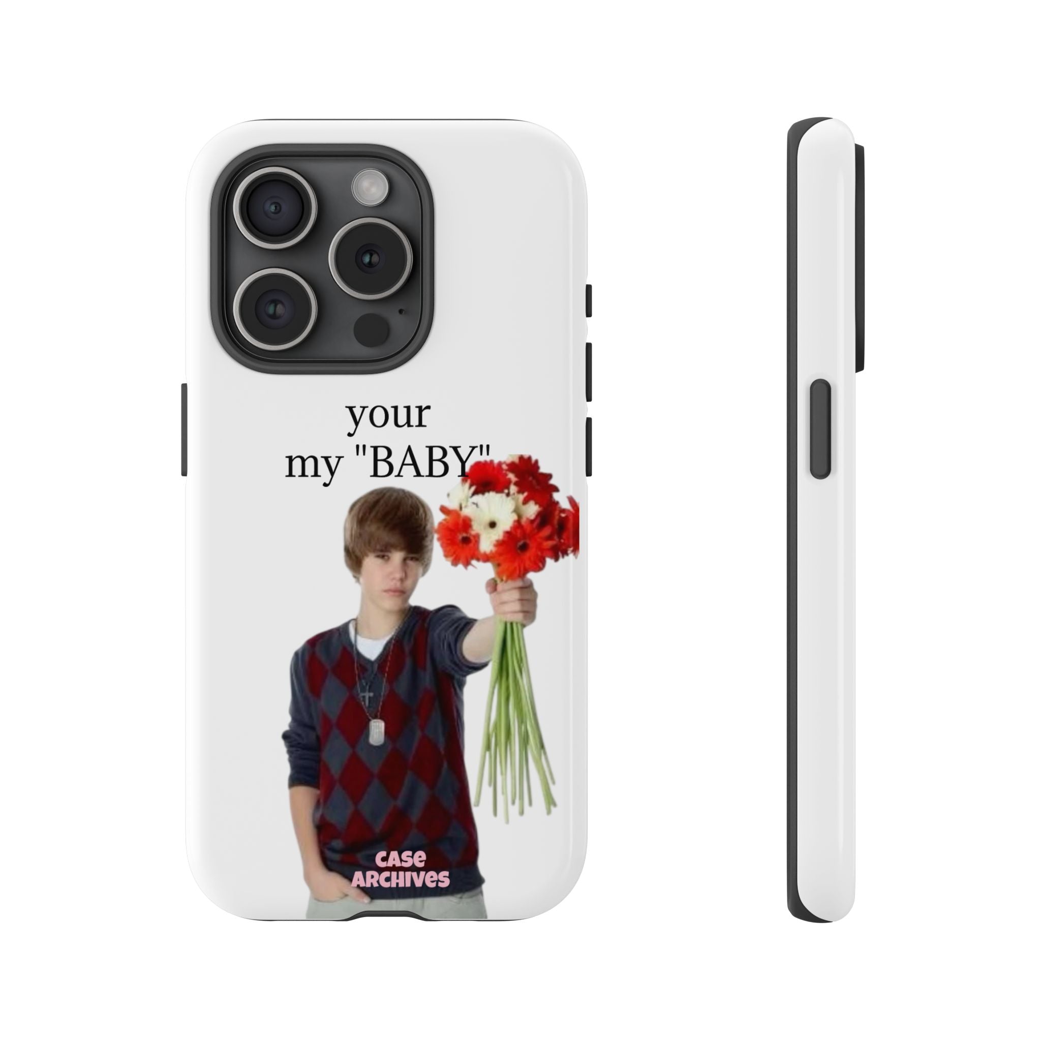 “your my 'BABY'” Justin Retro Photo Floral Design