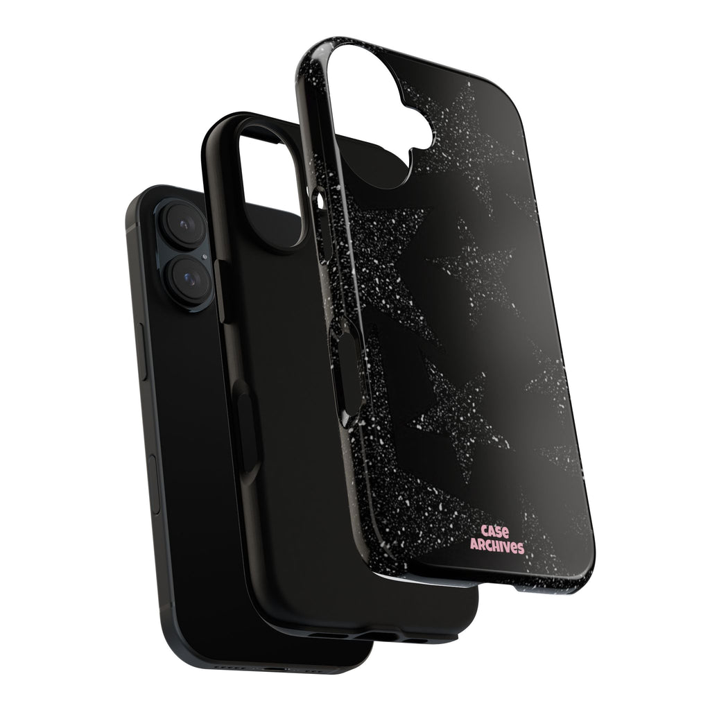 Glitter Star Tough Case — Black Sparkle Phone Protection