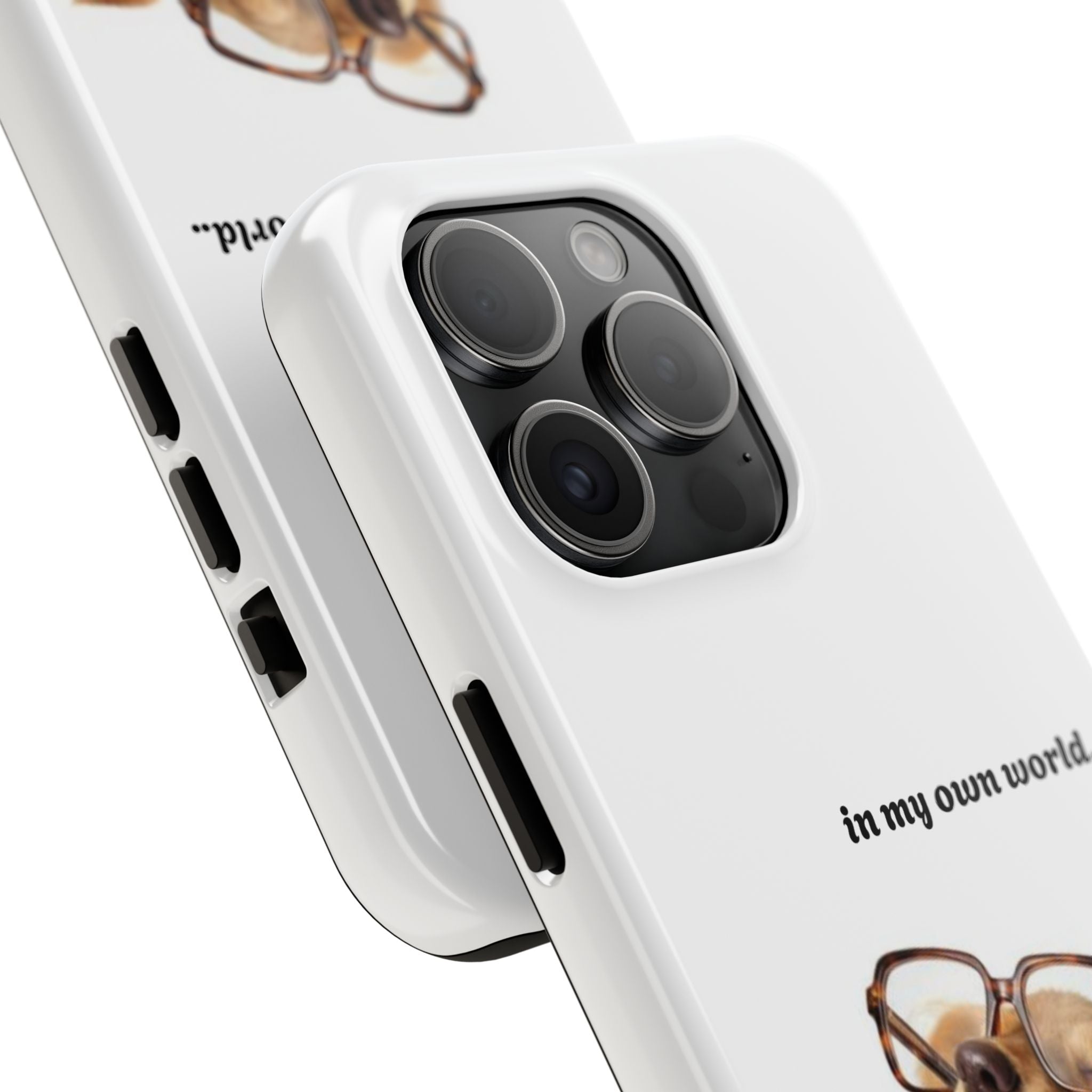 "In My Own World" Cute Dog Design, Durable Protective iPhone Case
