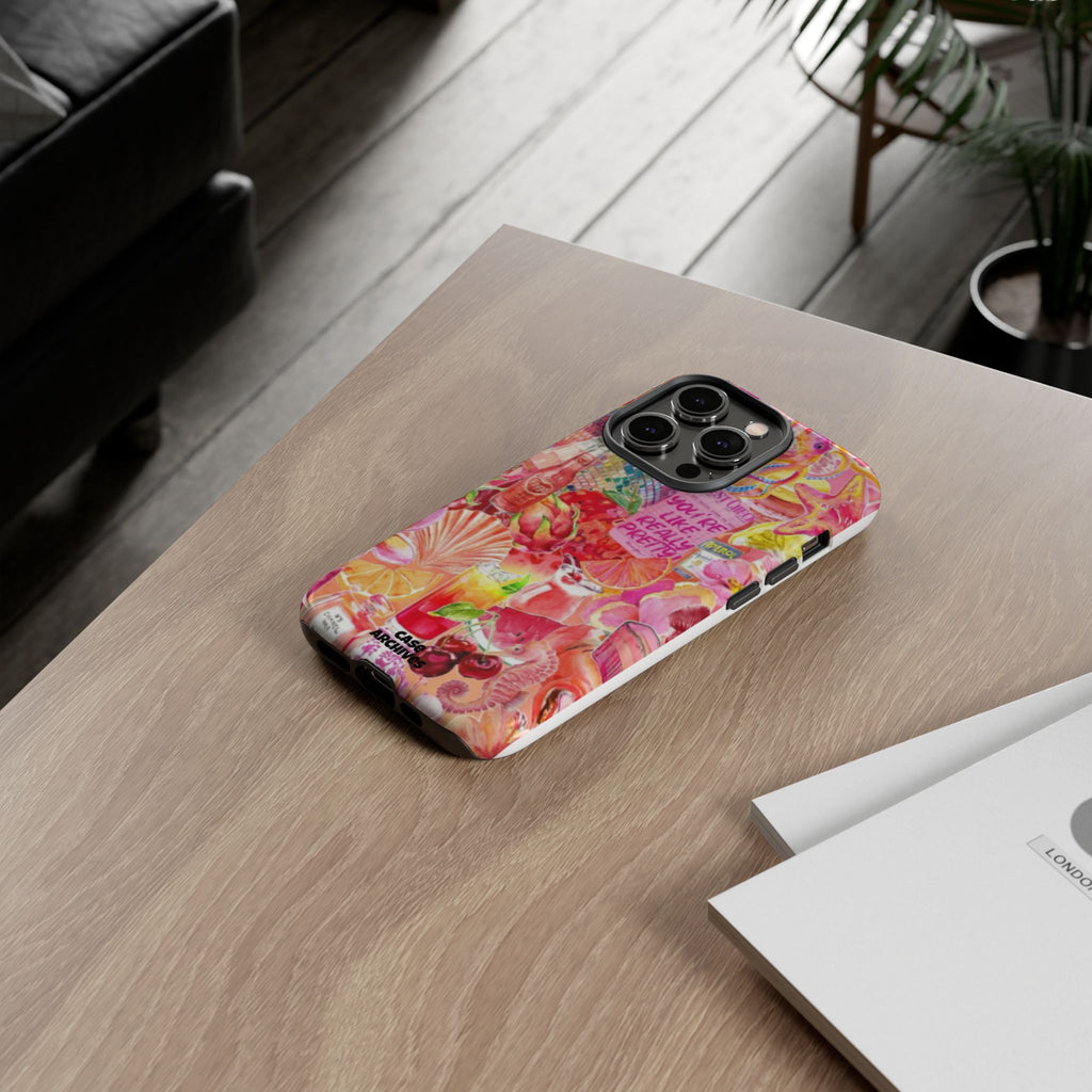 Phone Case — Pink Tropical Collage "You're Like, Really Pretty"