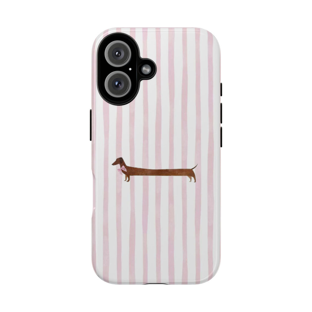 Dachshund Stripe Phone Case — Cute Pink Wiener Dog Protective Case