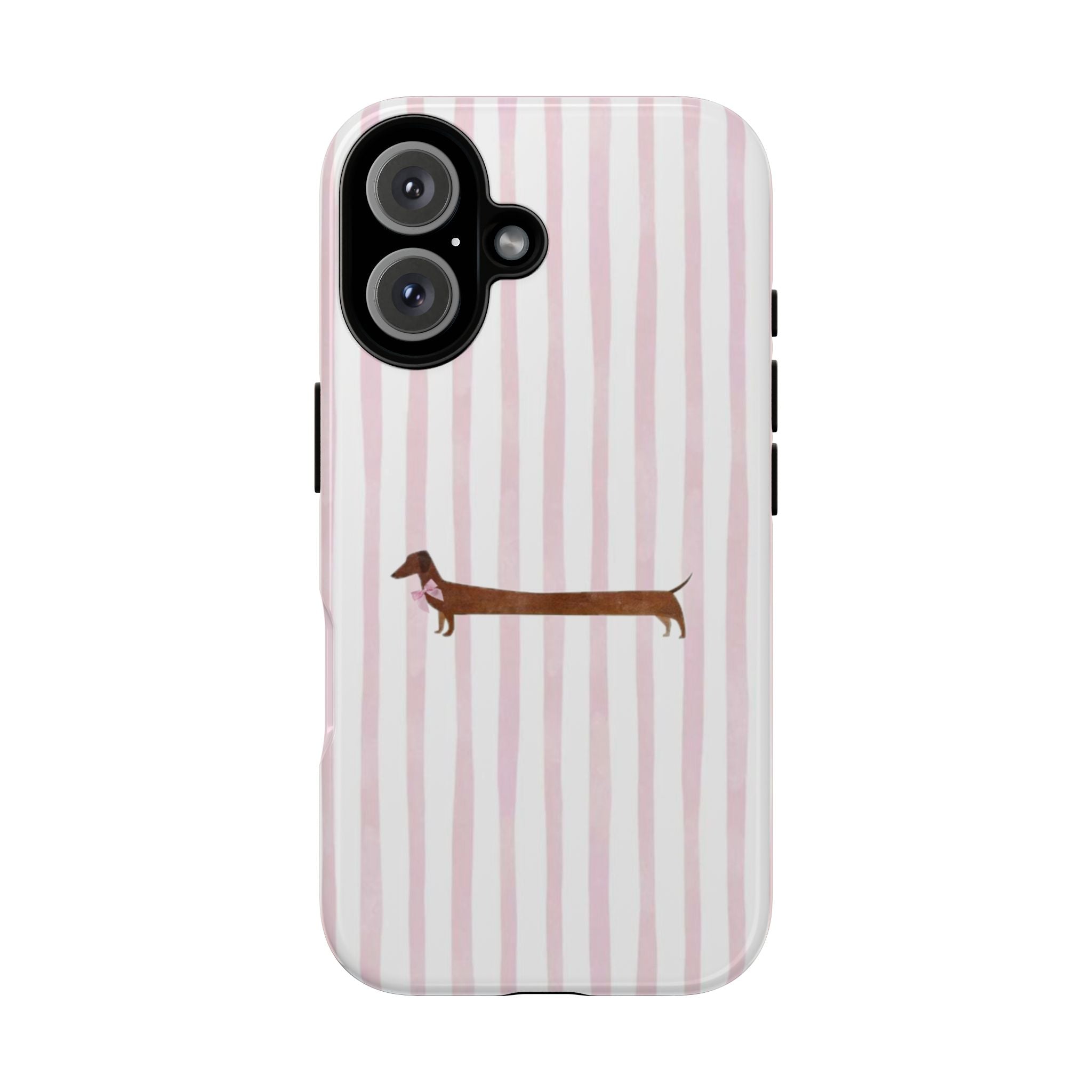 Dachshund Stripe Phone Case — Cute Pink Wiener Dog Protective Case