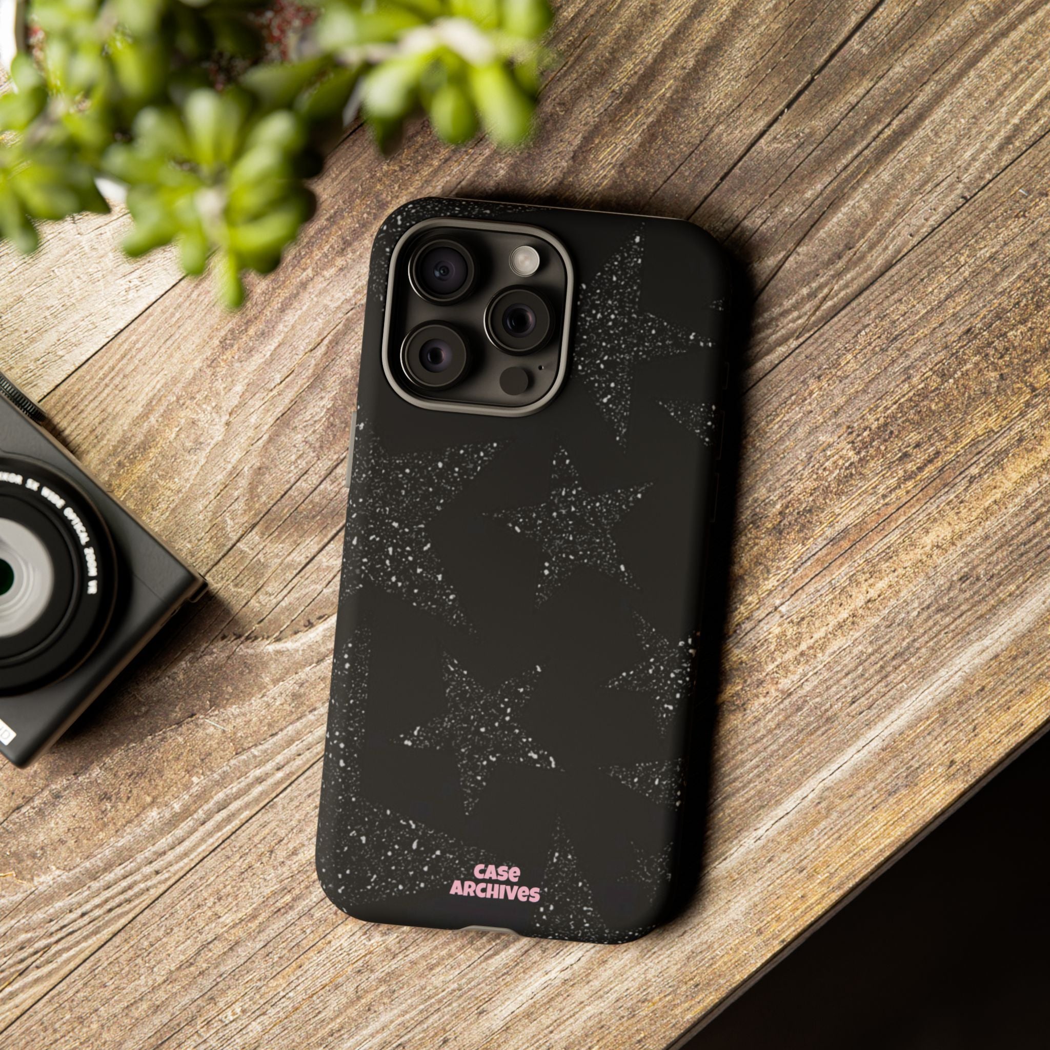Glitter Star Tough Case — Black Sparkle Phone Protection