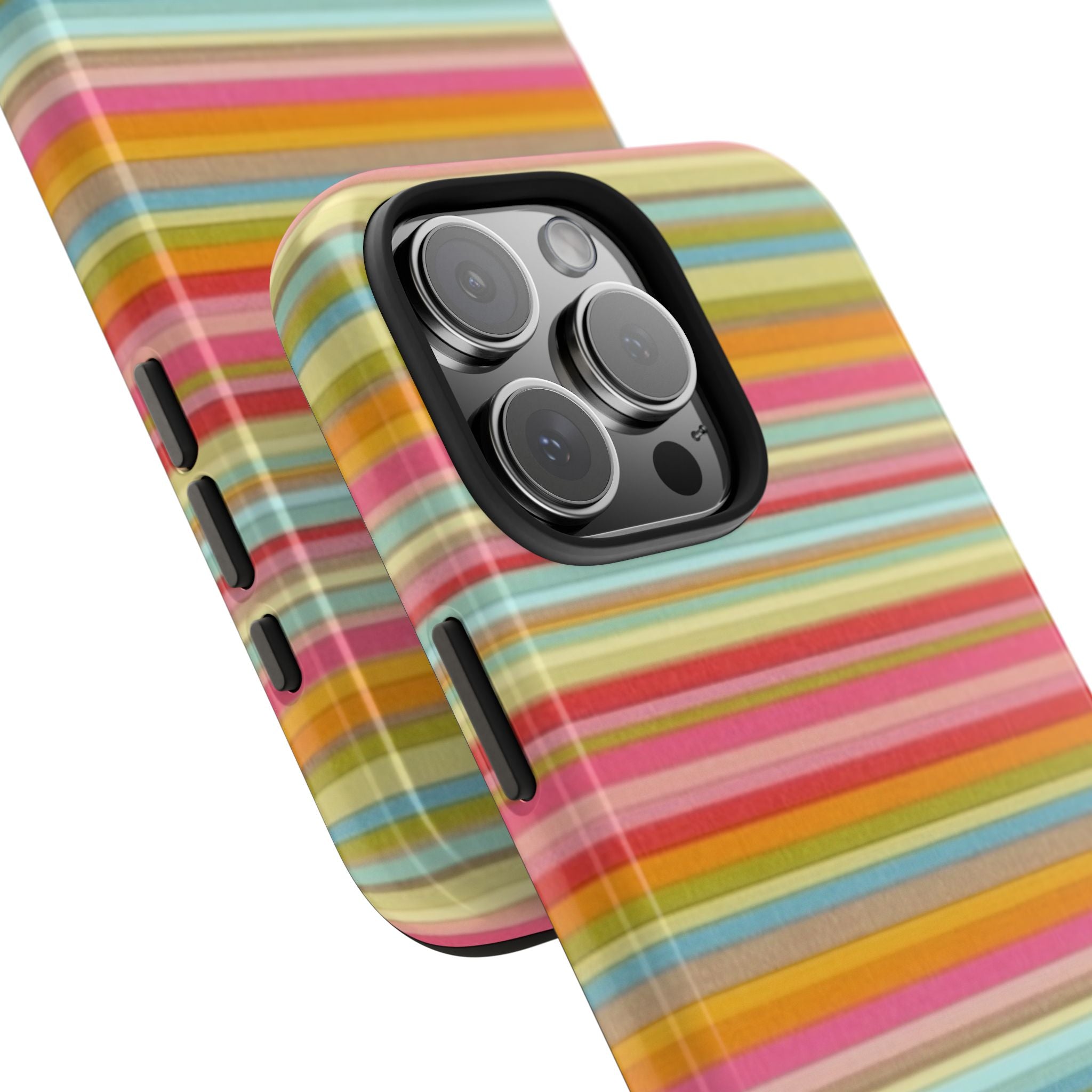 Tough Phone Case — Colorful Retro Striped Protective Cover