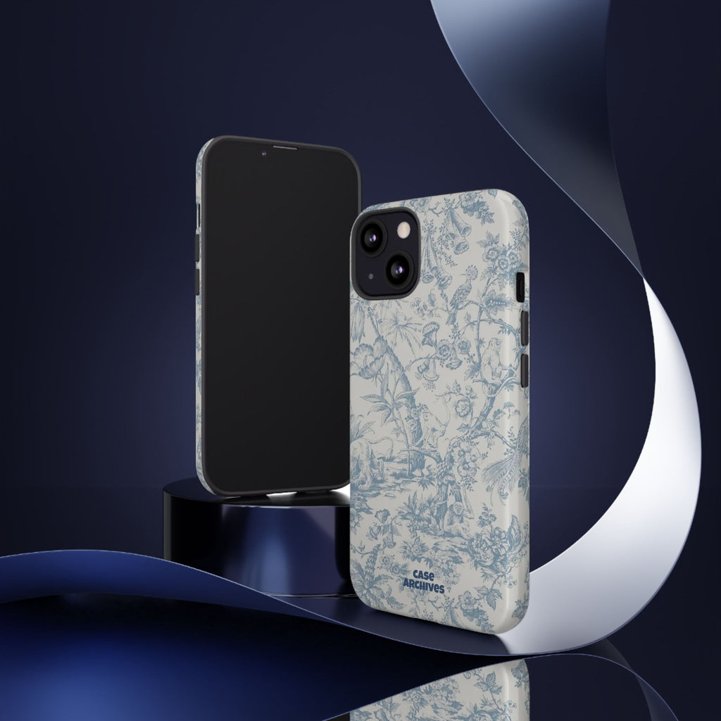 Toile Floral Tough Phone Case — Blue Vintage Botanical iPhone Protection