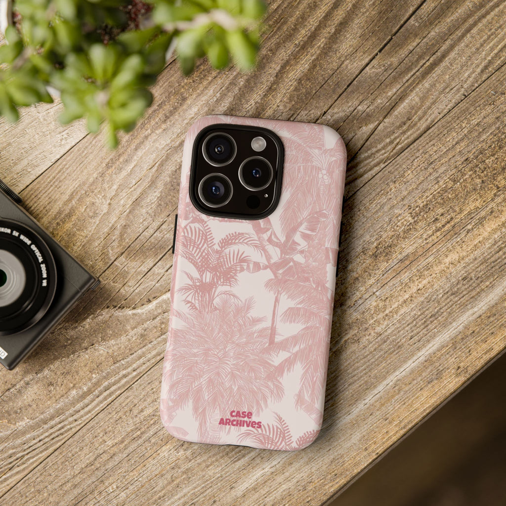 Pink Tropical Palm Tough Phone Case — Protective Floral iPhone Cover