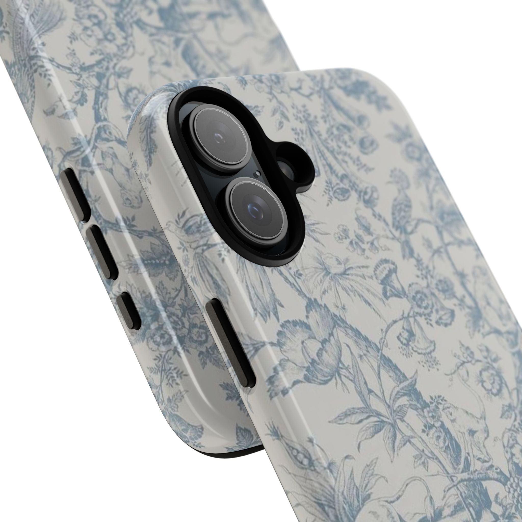 Toile Floral Tough Phone Case — Blue Vintage Botanical iPhone Protection