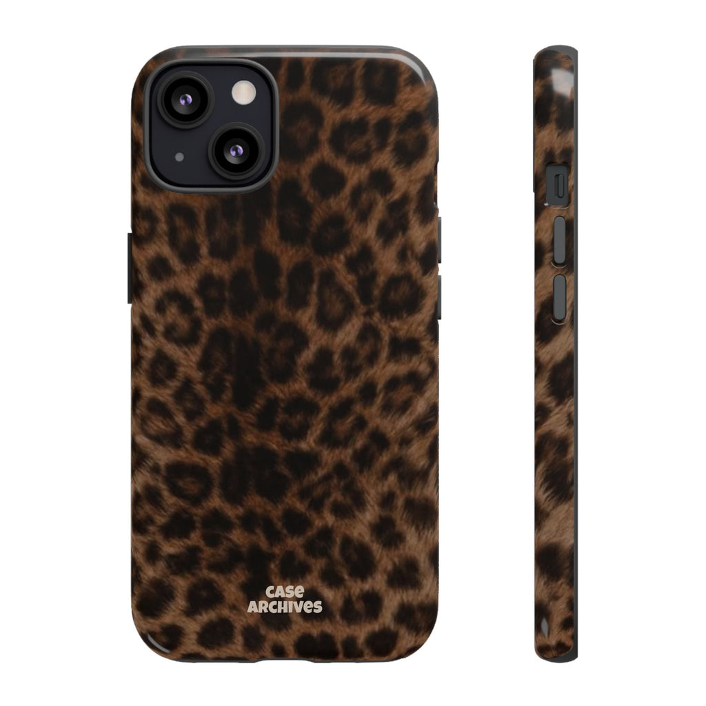 Leopard Print Phone Case — Protective Tough Case with Brown Animal Print