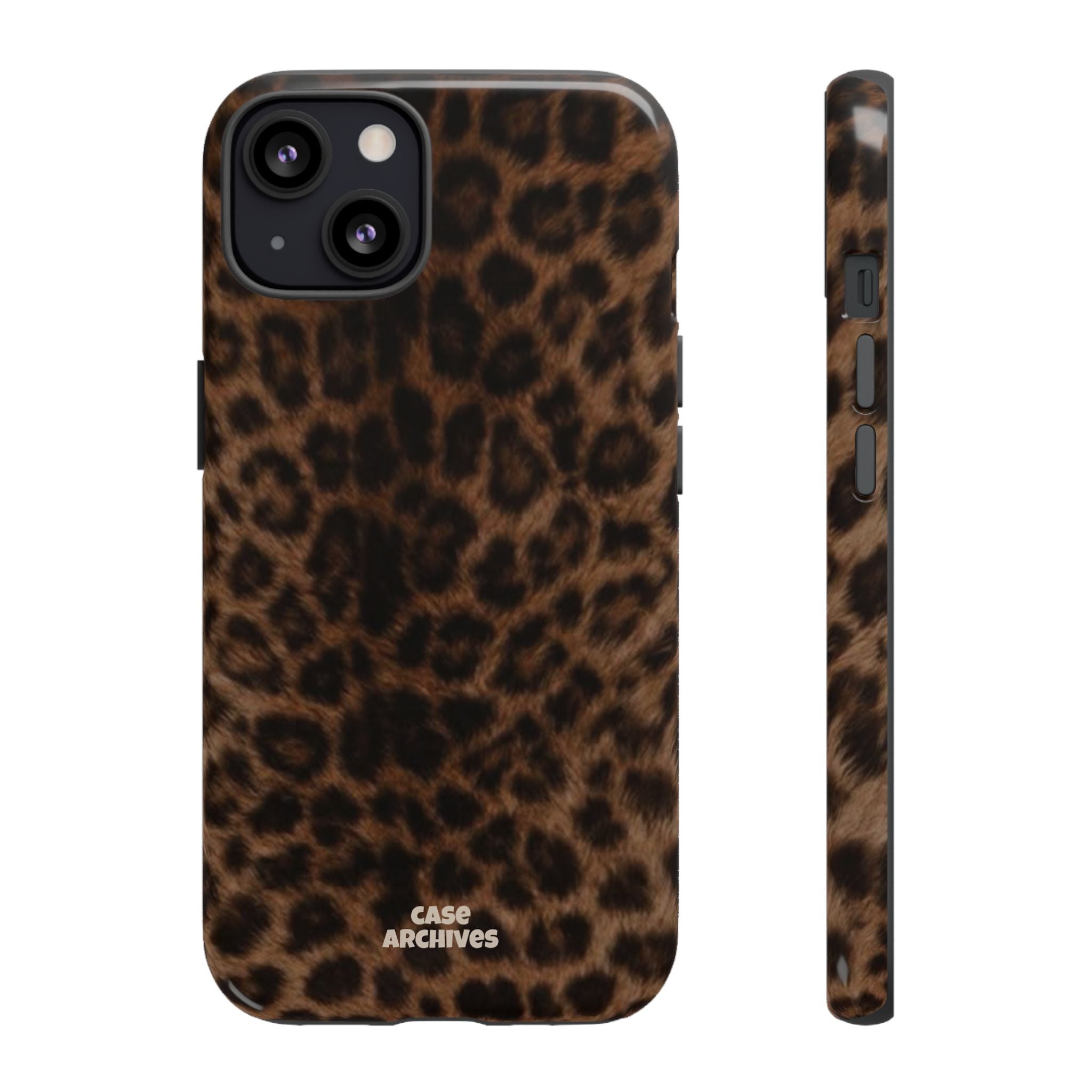 Leopard Print Phone Case — Protective Tough Case with Brown Animal Print
