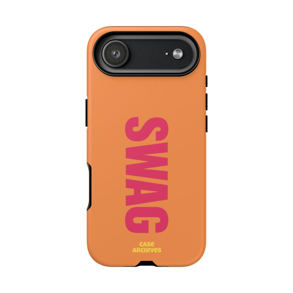 SWAG vertical text Tough Case | orange phone case, bold typography