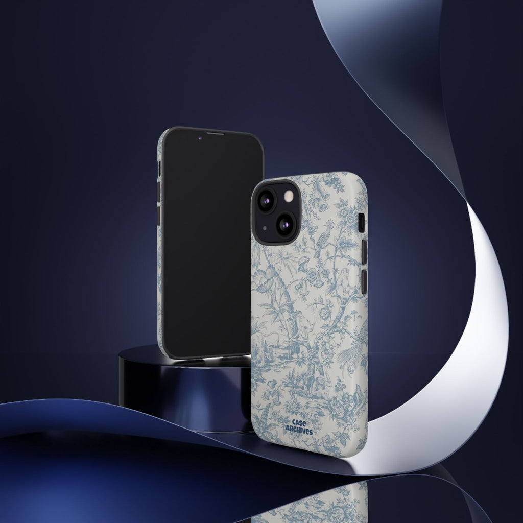 Toile Floral Tough Phone Case — Blue Vintage Botanical iPhone Protection