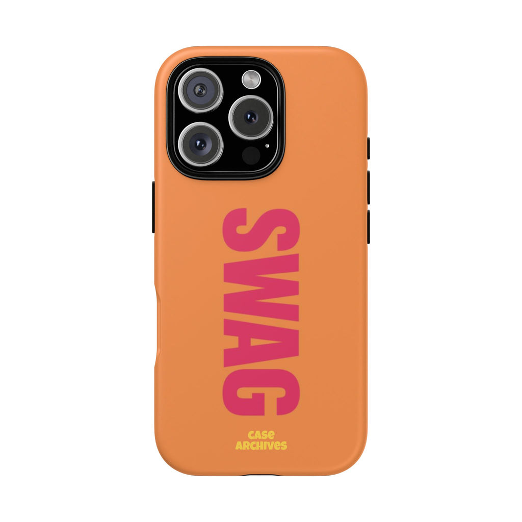 SWAG vertical text Tough Case | orange phone case, bold typography