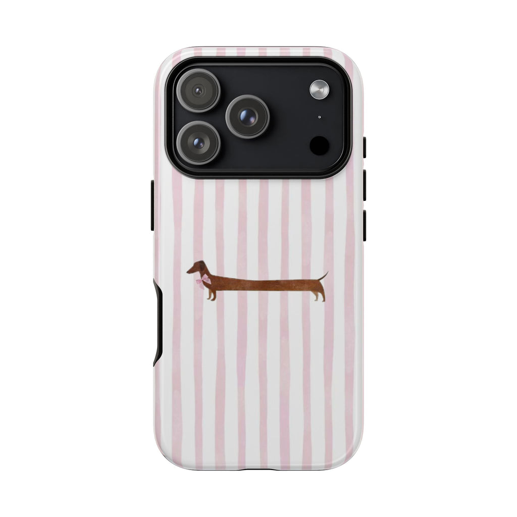 Dachshund Stripe Phone Case — Cute Pink Wiener Dog Protective Case