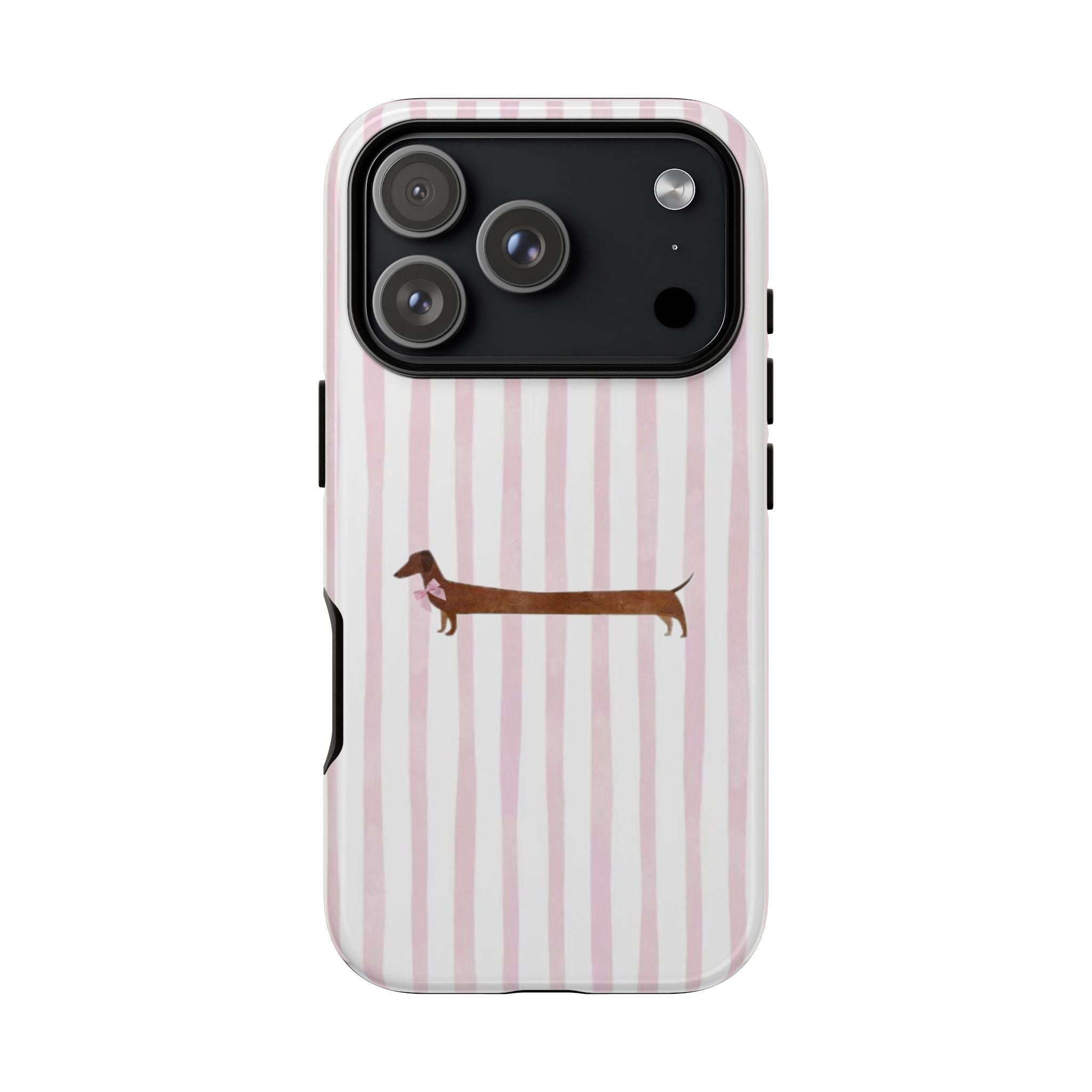 Dachshund Stripe Phone Case — Cute Pink Wiener Dog Protective Case