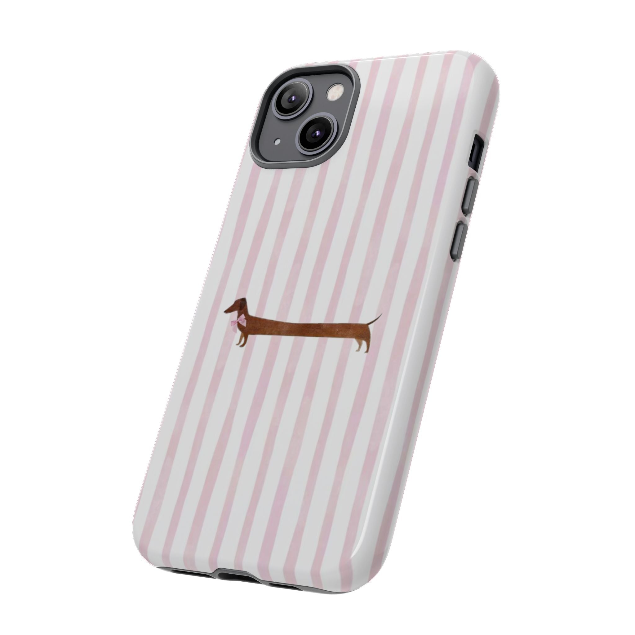 Dachshund Stripe Phone Case — Cute Pink Wiener Dog Protective Case