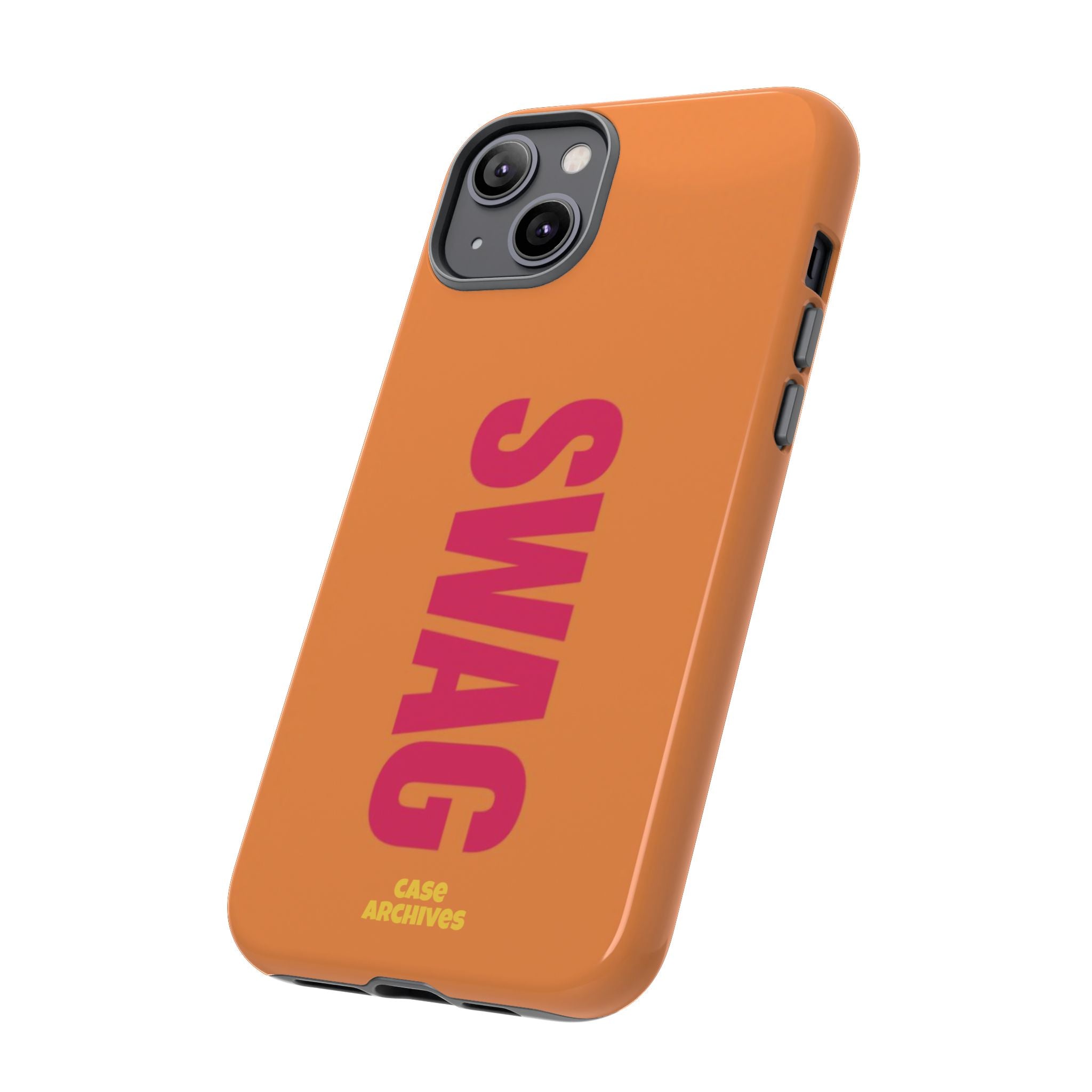 SWAG vertical text Tough Case | orange phone case, bold typography