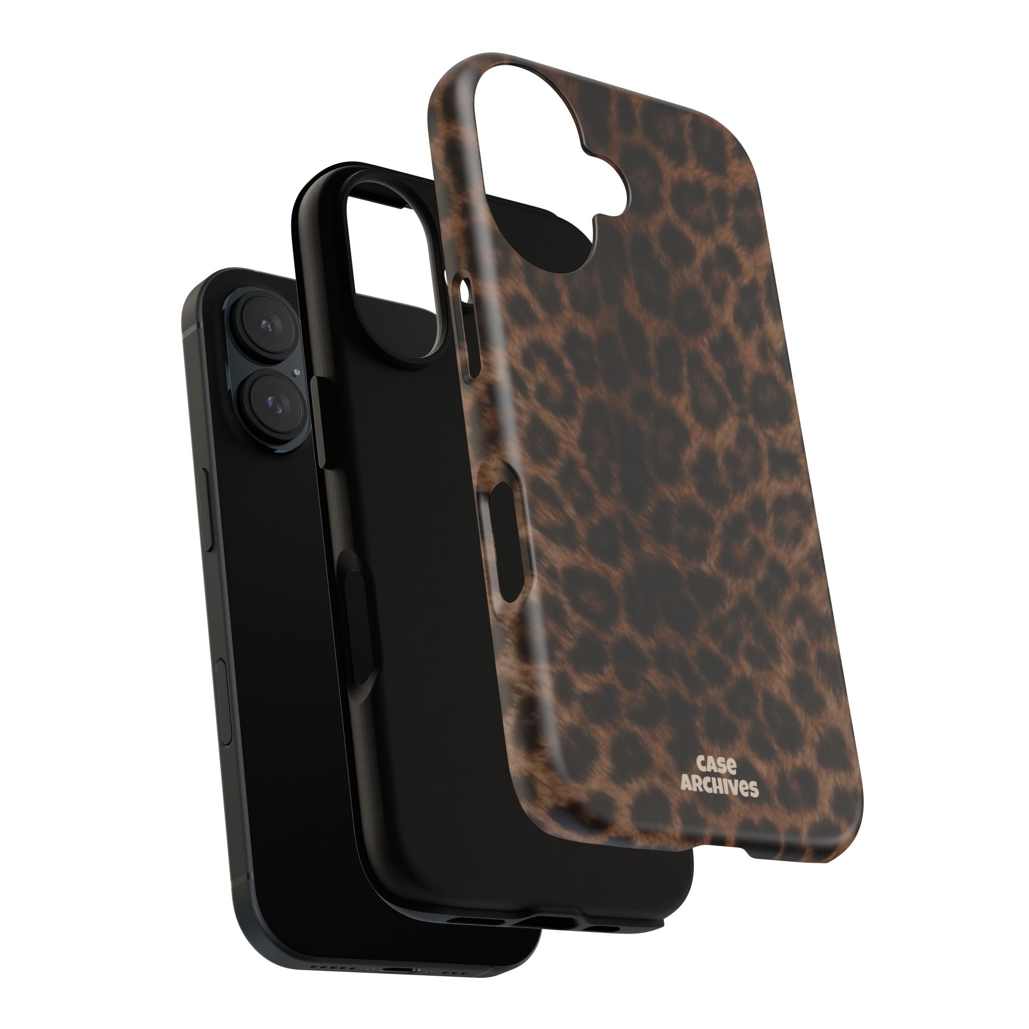 Leopard Print Phone Case — Protective Tough Case with Brown Animal Print