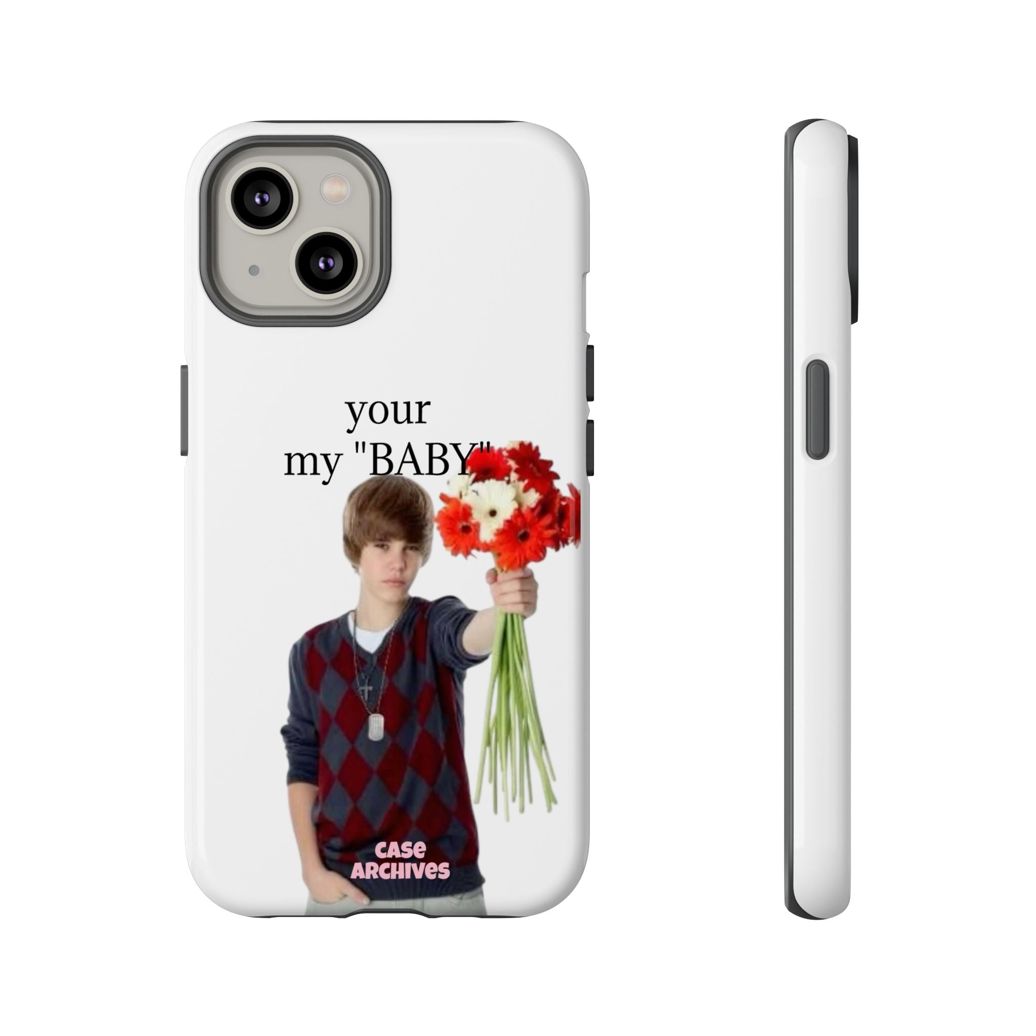 “your my 'BABY'” Justin Retro Photo Floral Design
