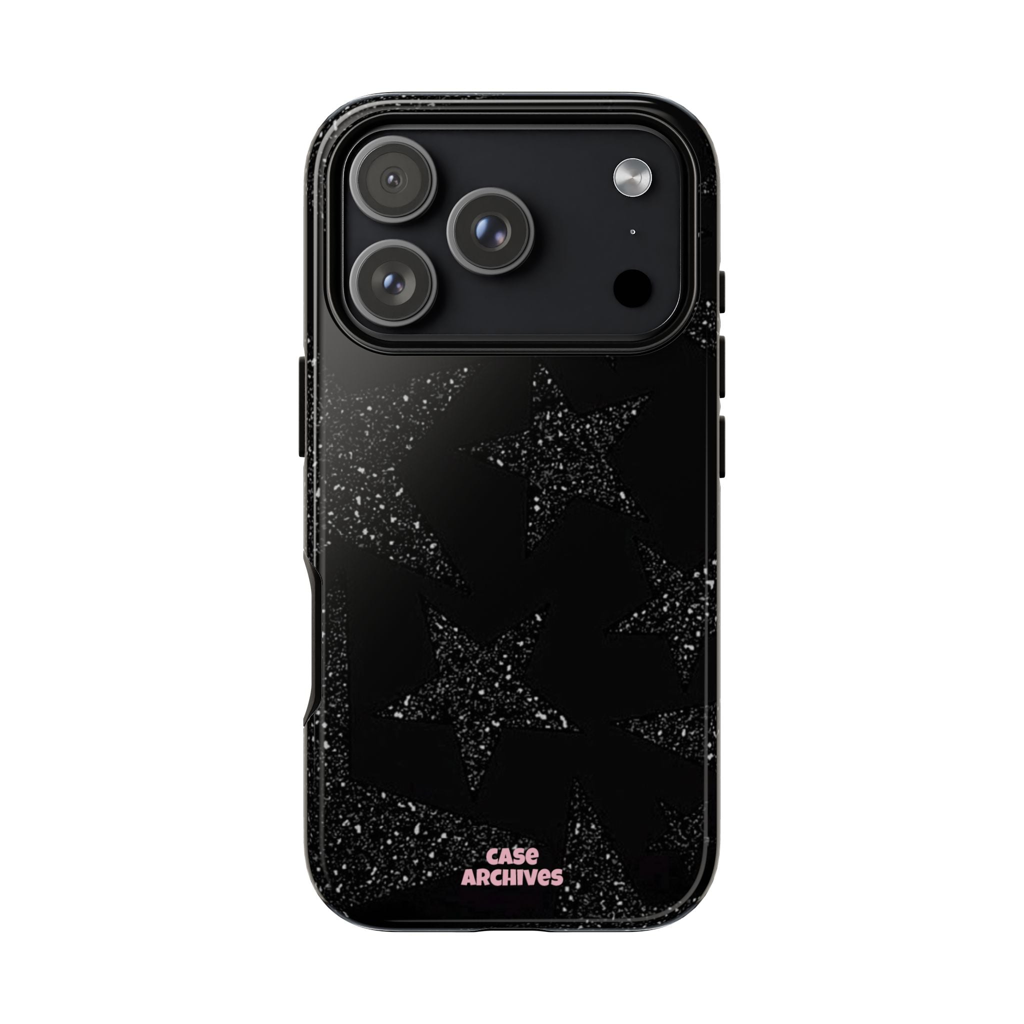 Glitter Star Tough Case — Black Sparkle Phone Protection