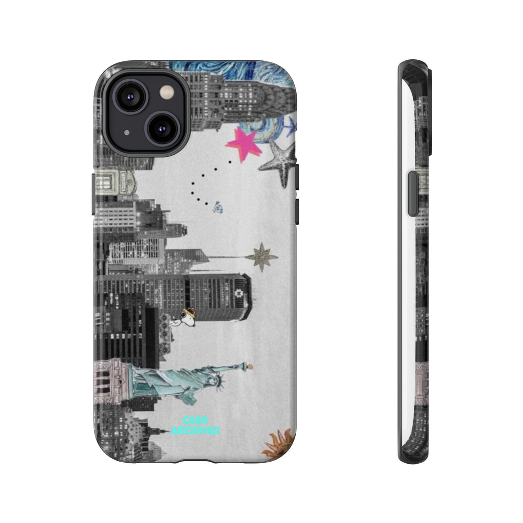City Skyline Tough Phone Case – Statue of Liberty Urban Art Protective Cover