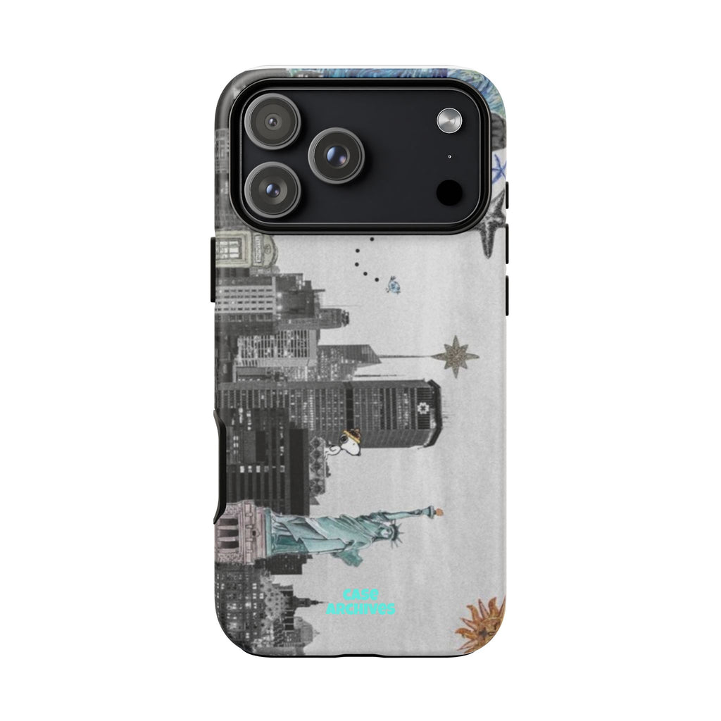 City Skyline Tough Phone Case – Statue of Liberty Urban Art Protective Cover