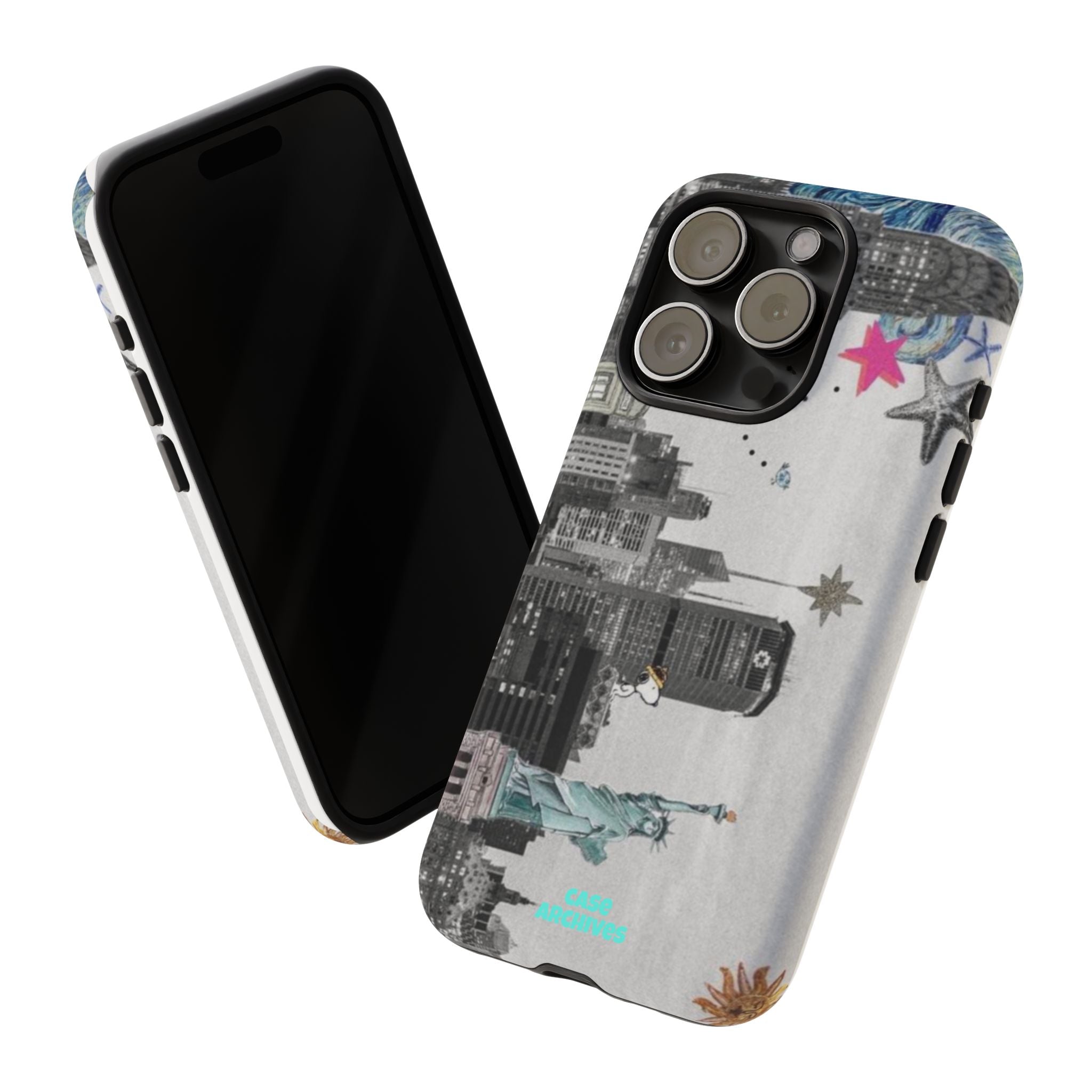 City Skyline Tough Phone Case – Statue of Liberty Urban Art Protective Cover