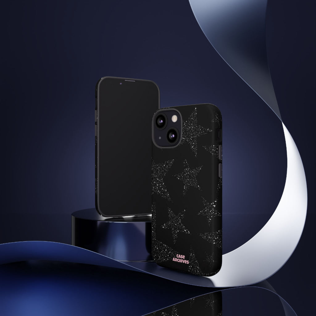 Glitter Star Tough Case — Black Sparkle Phone Protection