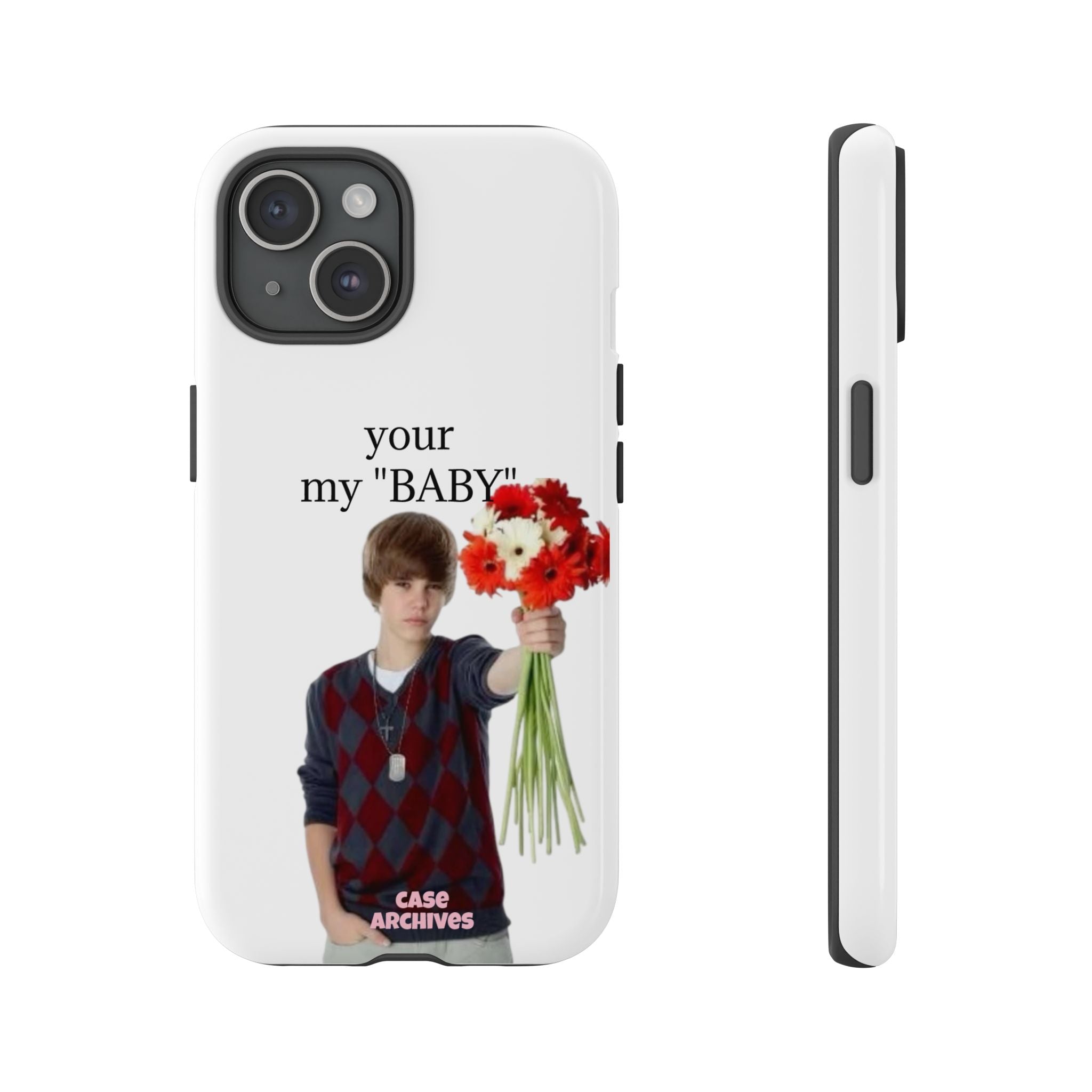 “your my 'BABY'” Justin Retro Photo Floral Design